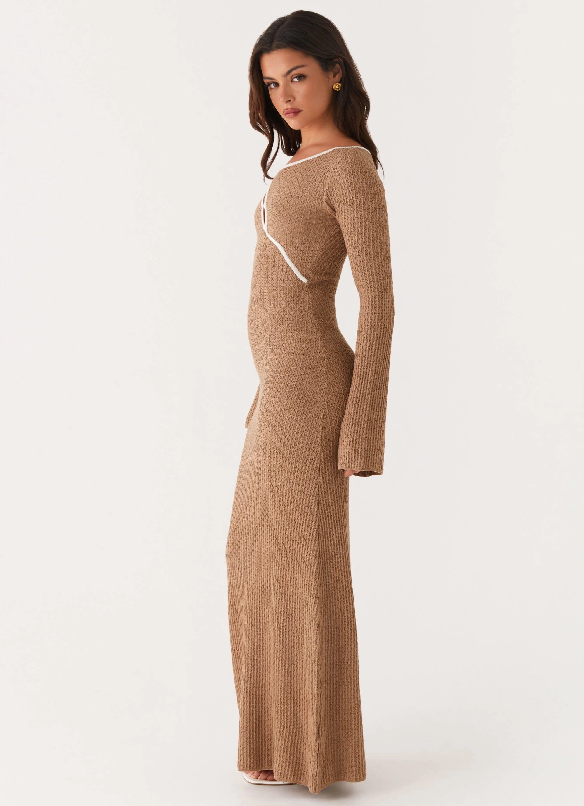 Hilary Crochet Maxi Dress - Tan Sporty-Look Autumn Ready