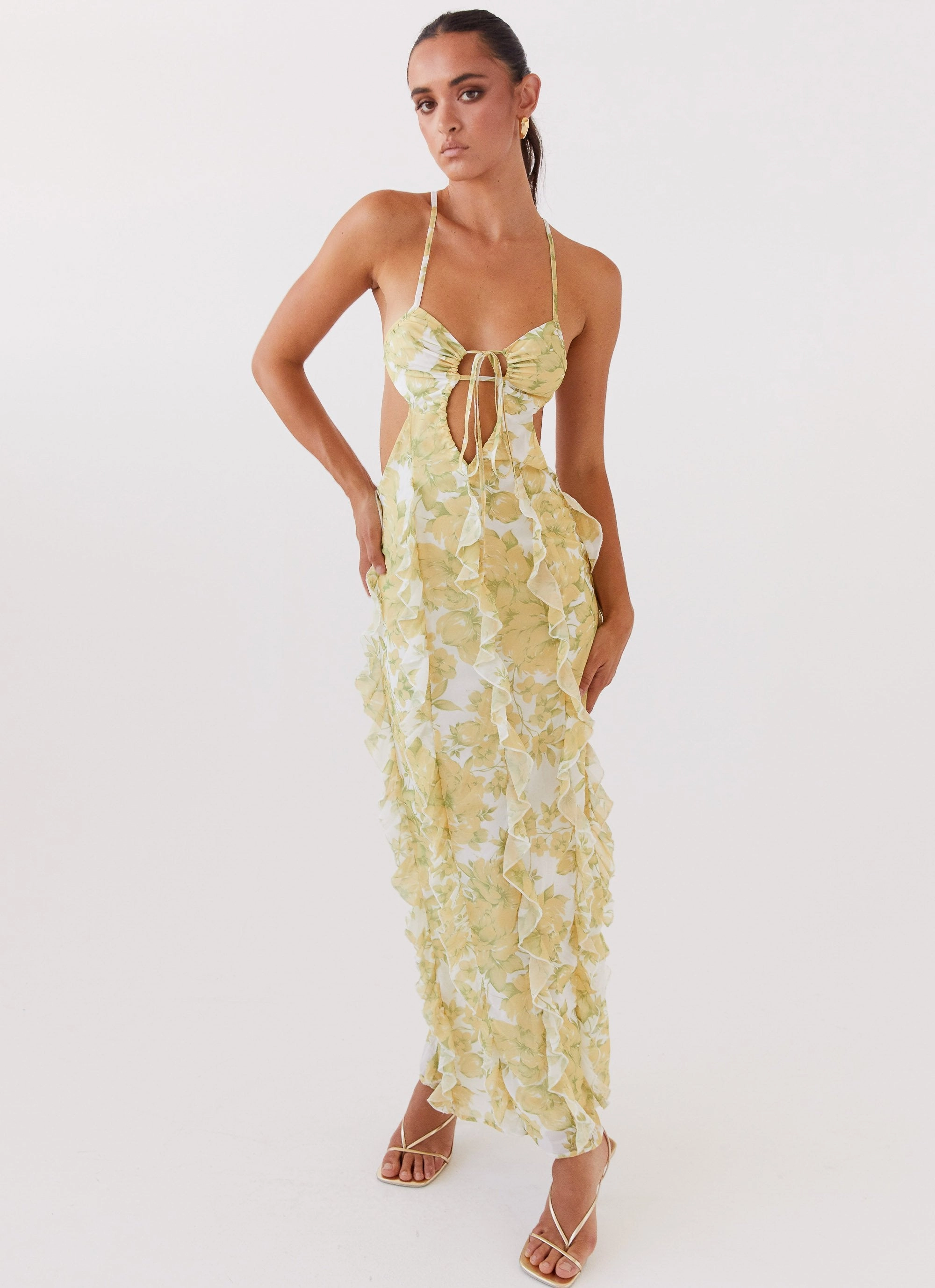 Simple Form Sunset Kisses Ruffle Maxi Dress - Daffodil