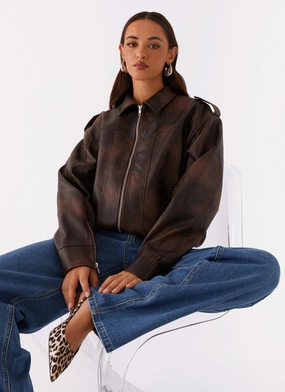 Thermal Lining Tech Cold Day Look Chicago Bomber Jacket - Chocolate