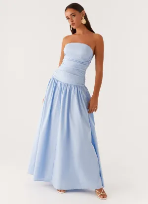 Carmel Maxi Dress - Blue Playful-Detail