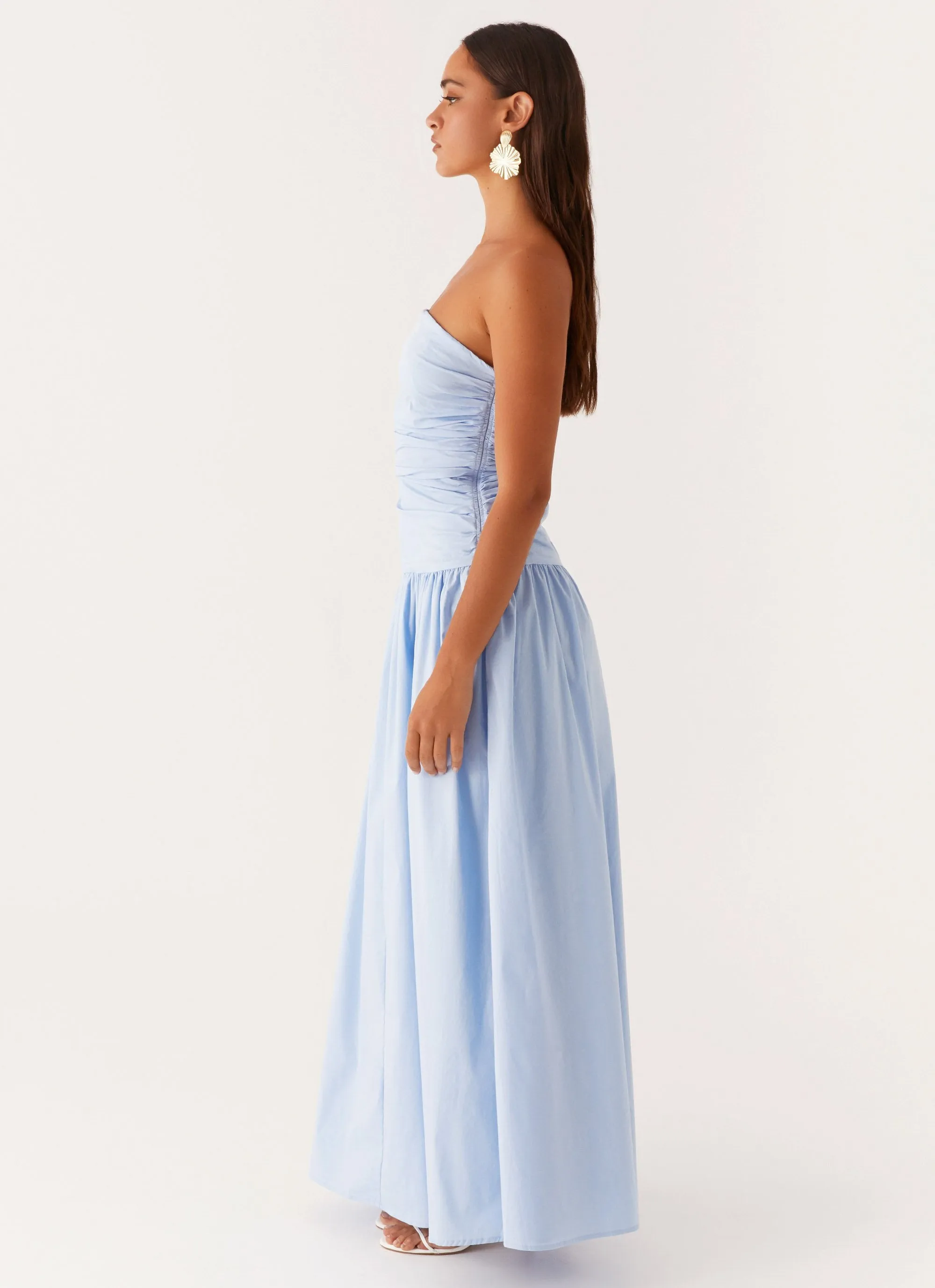 Carmel Maxi Dress - Blue Fold-Over-Detail