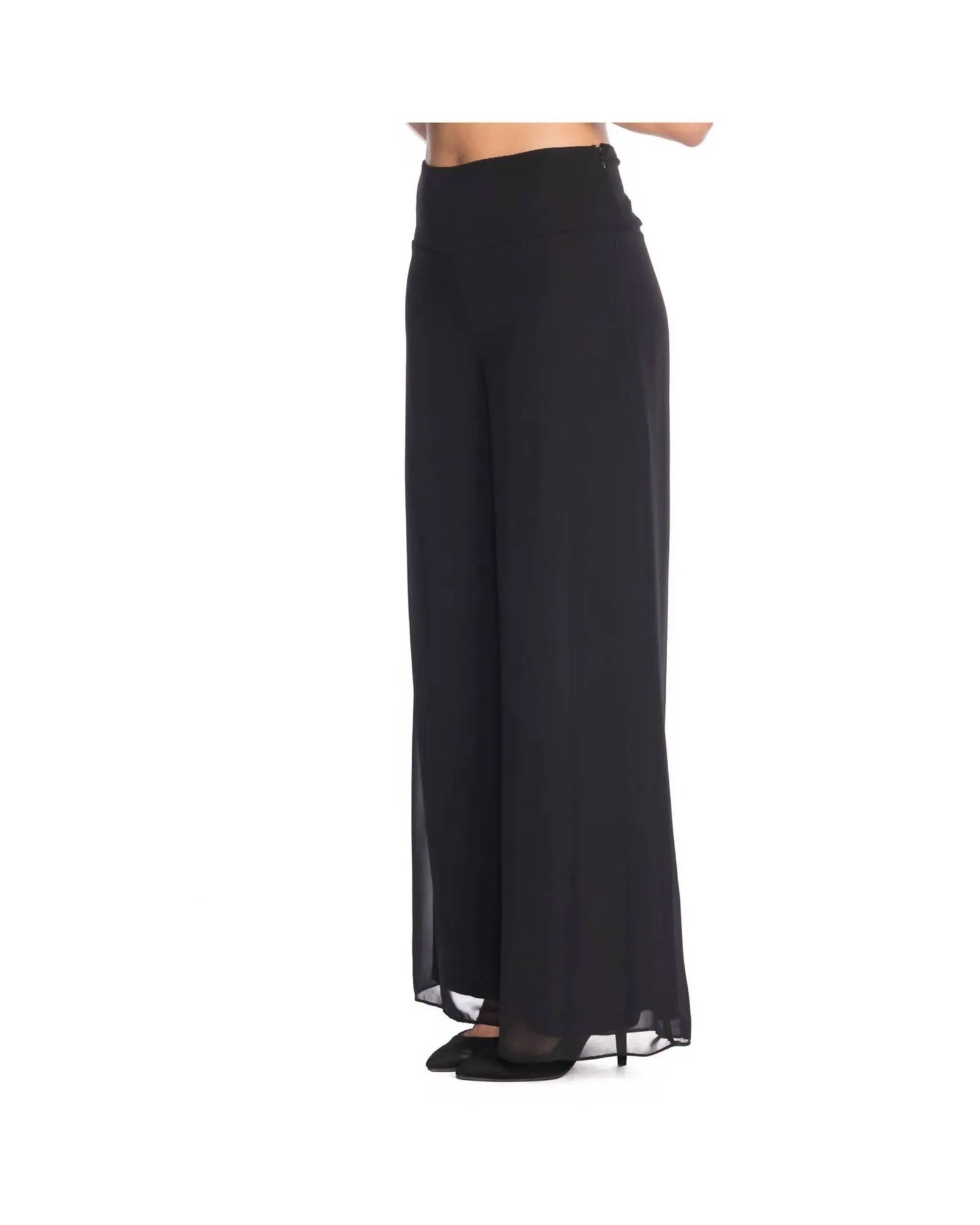 Chiffon Wide Leg Pant in Black | Black