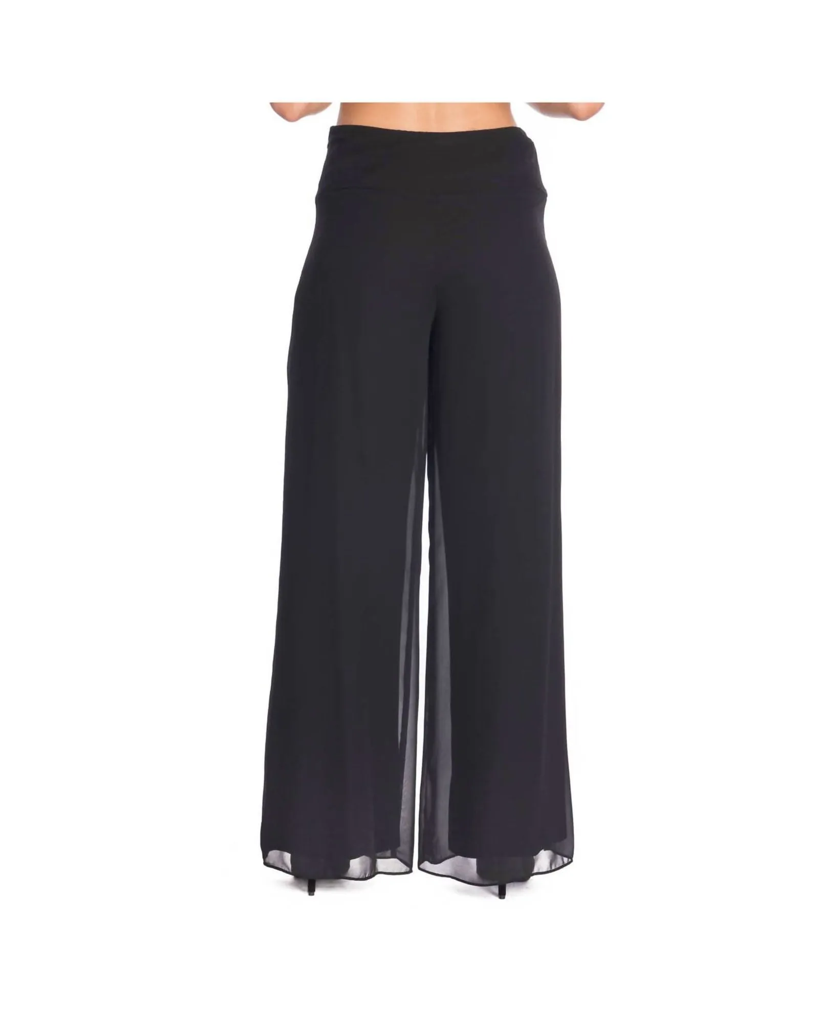 Chiffon Wide Leg Pant in Black | Black