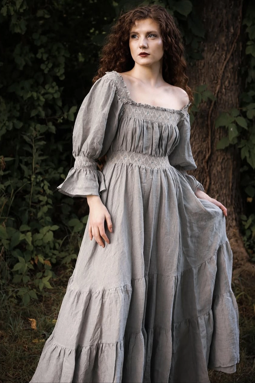 Ultra Soft Blend Cloud 21 | smocking embroidery linen dress