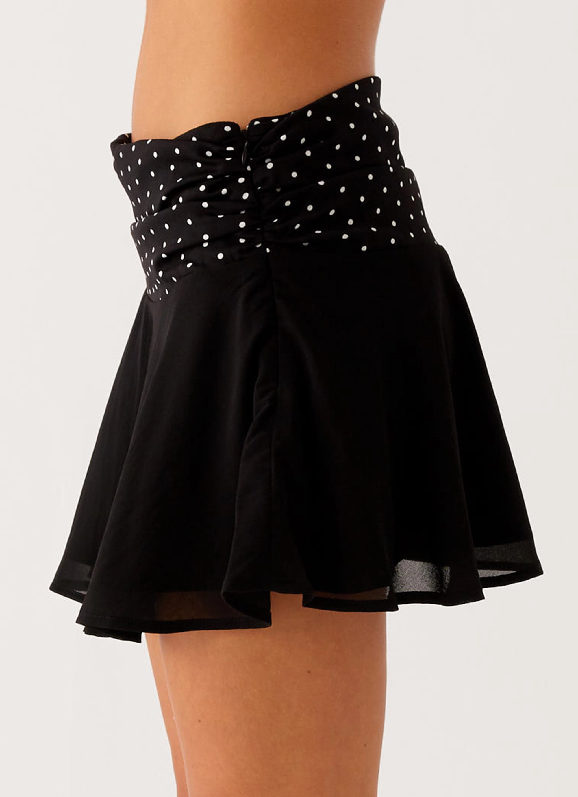 Breathable wear Colby Mini Skirt - Black Polka Dot