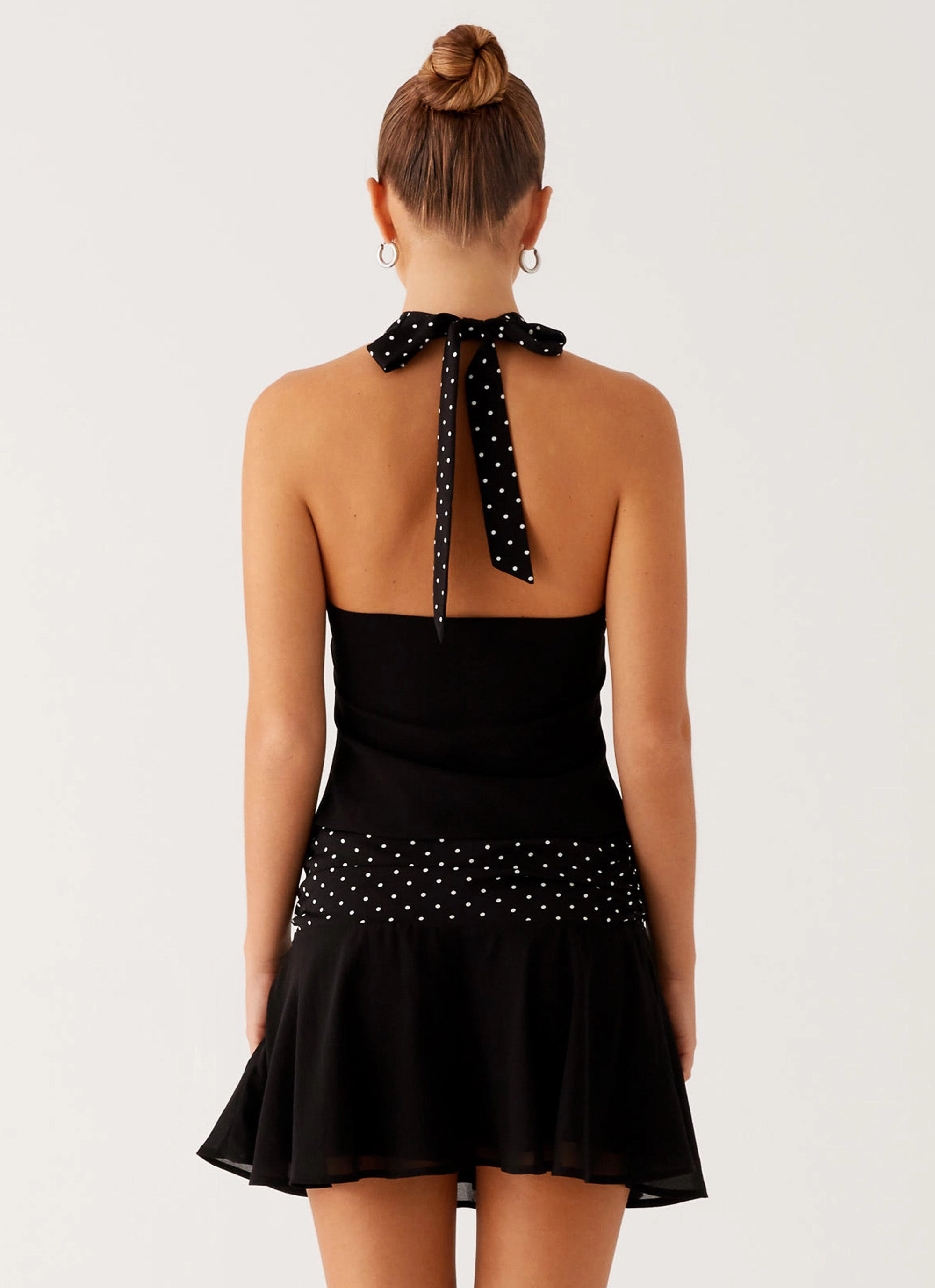Colby Mini Skirt - Black Polka Dot Ripped design All Season Versatility