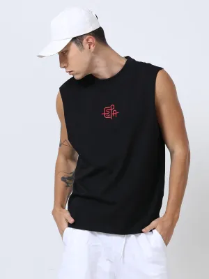 Chillout Printed Sleeveless T-Shirt Black