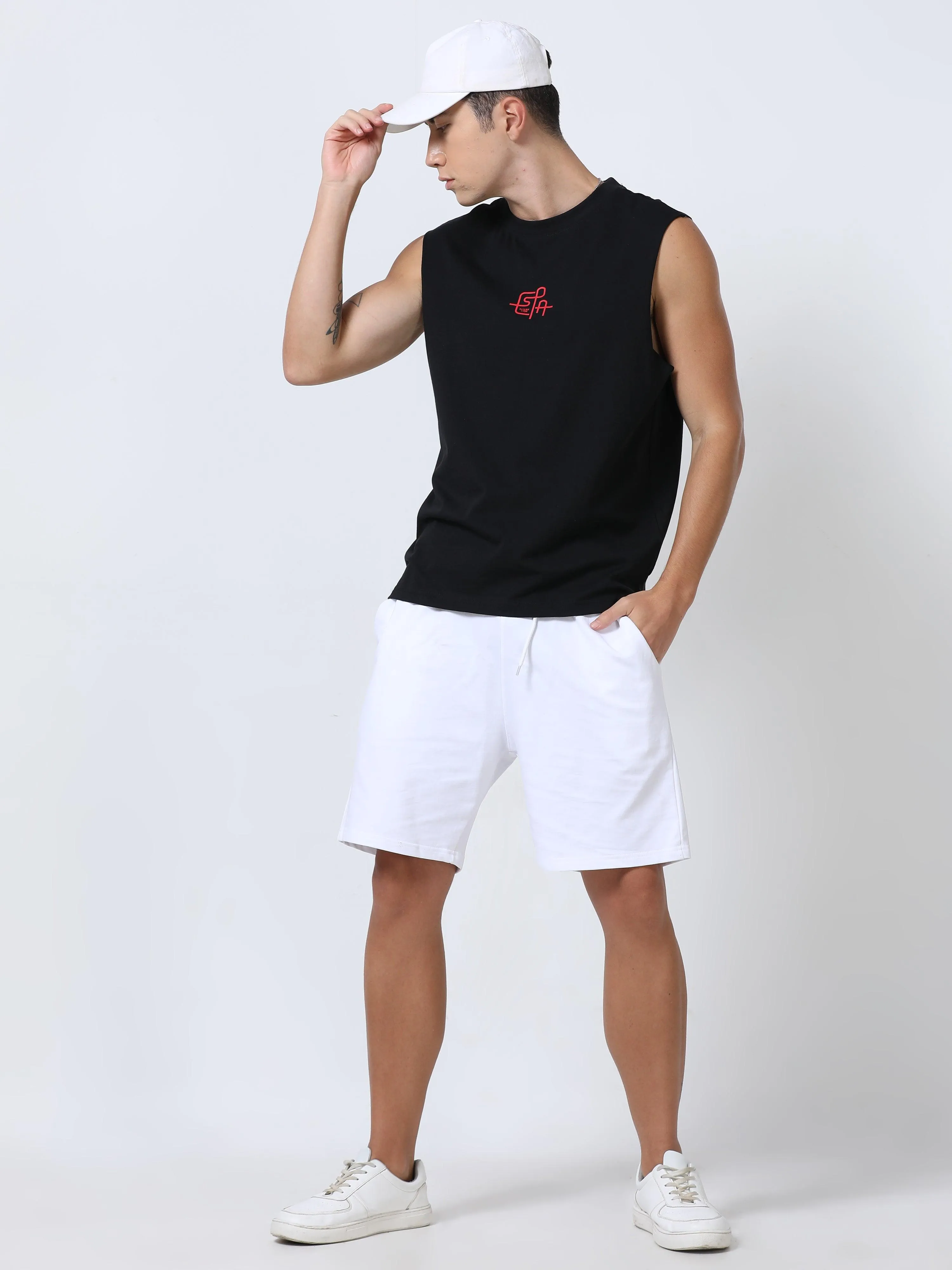 Chillout Printed Sleeveless T-Shirt Black