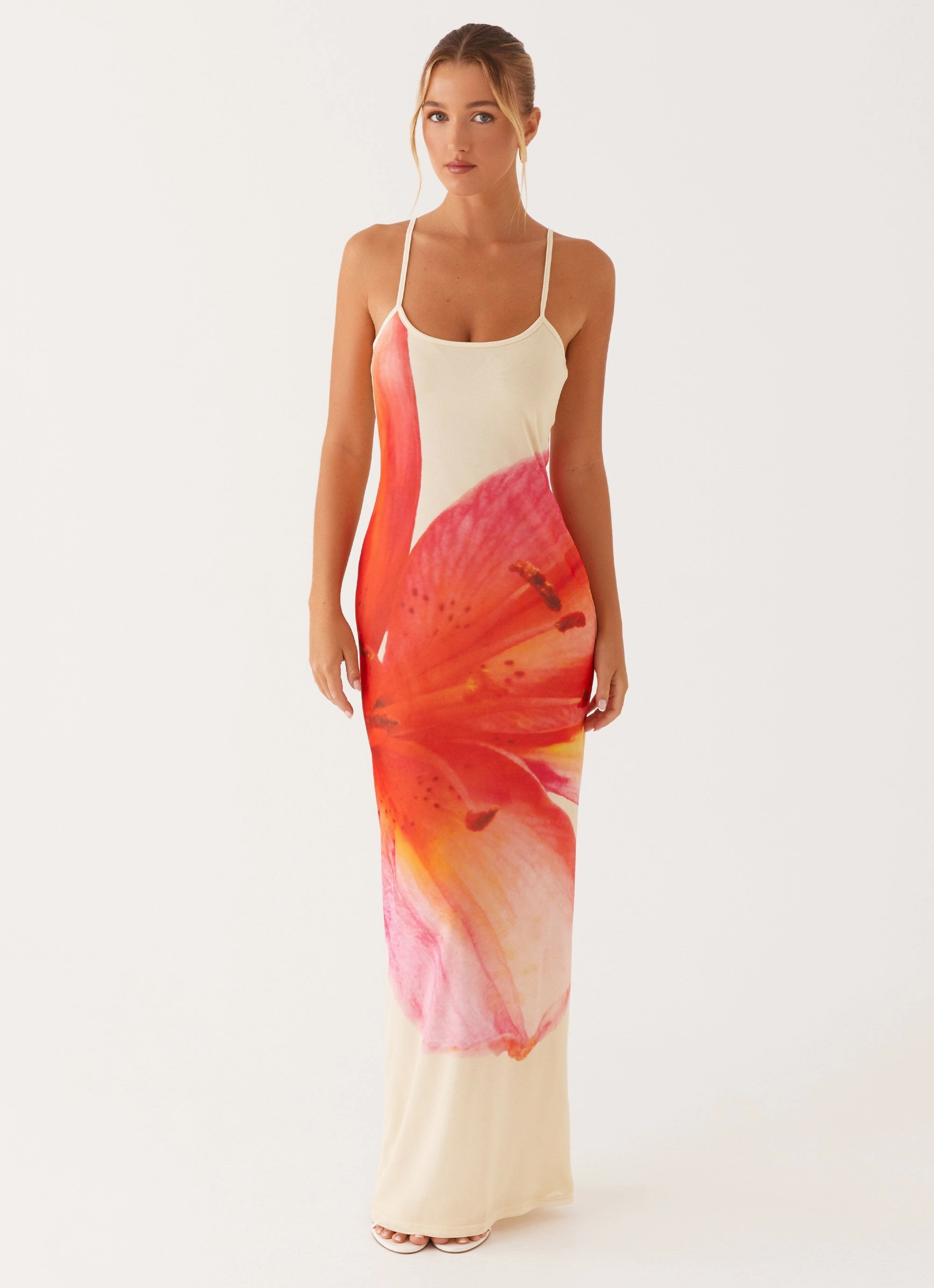 Relaxed Fit Look Soft Shape Bad News Mesh Maxi Dress - Yellow Floral