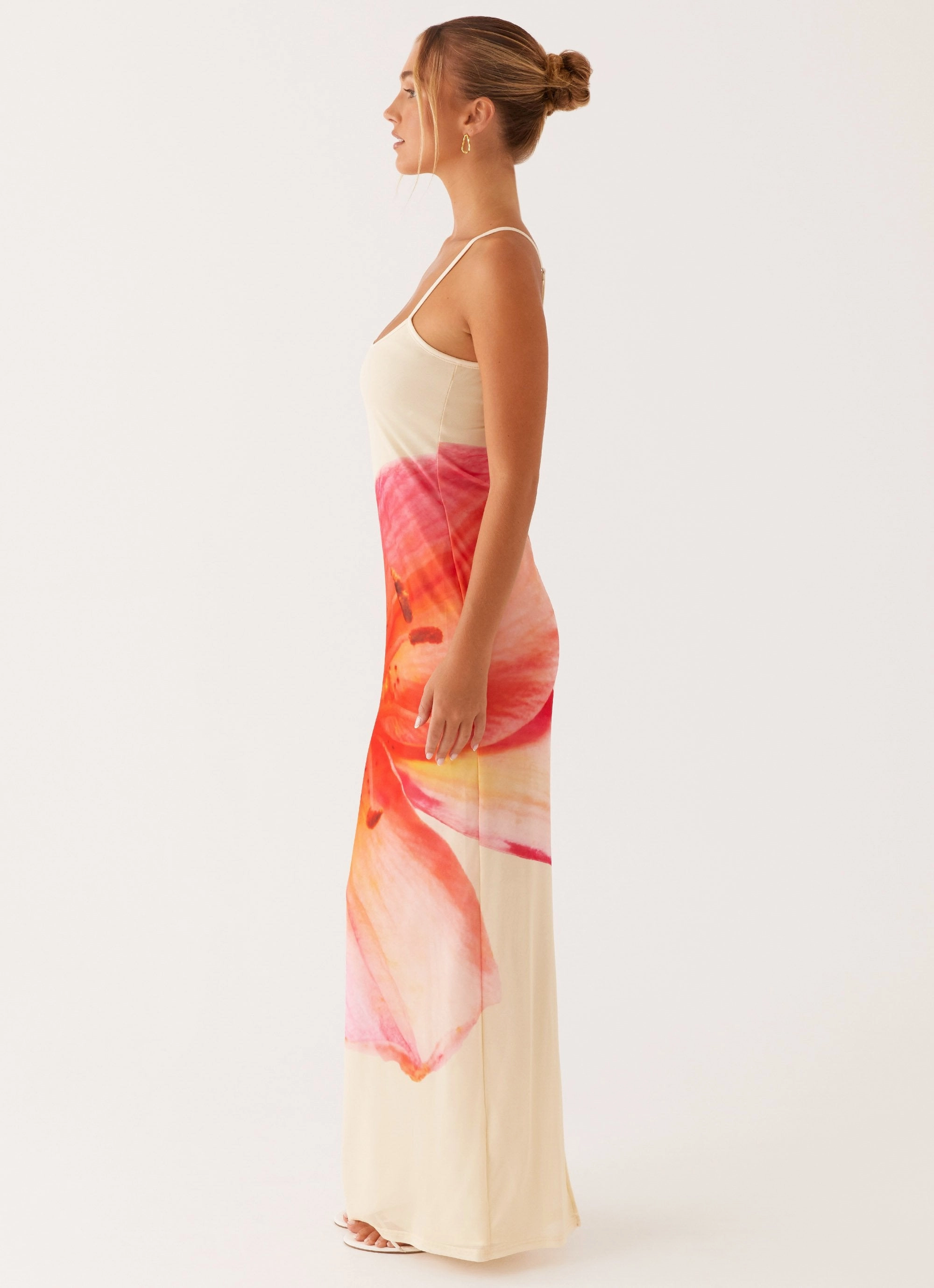 Bad News Mesh Maxi Dress - Yellow Floral Vibe Style Bright Feel