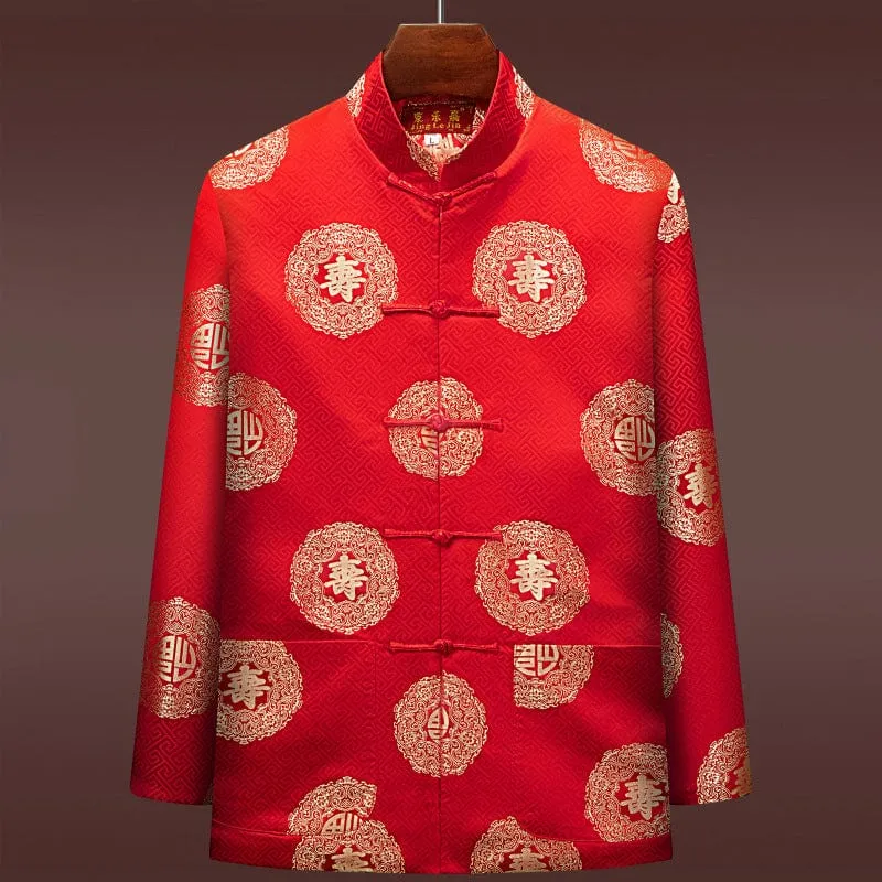 Chinese Men long living pattern Tang Suit Jacket