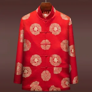 Chinese Men long living pattern Tang Suit Jacket