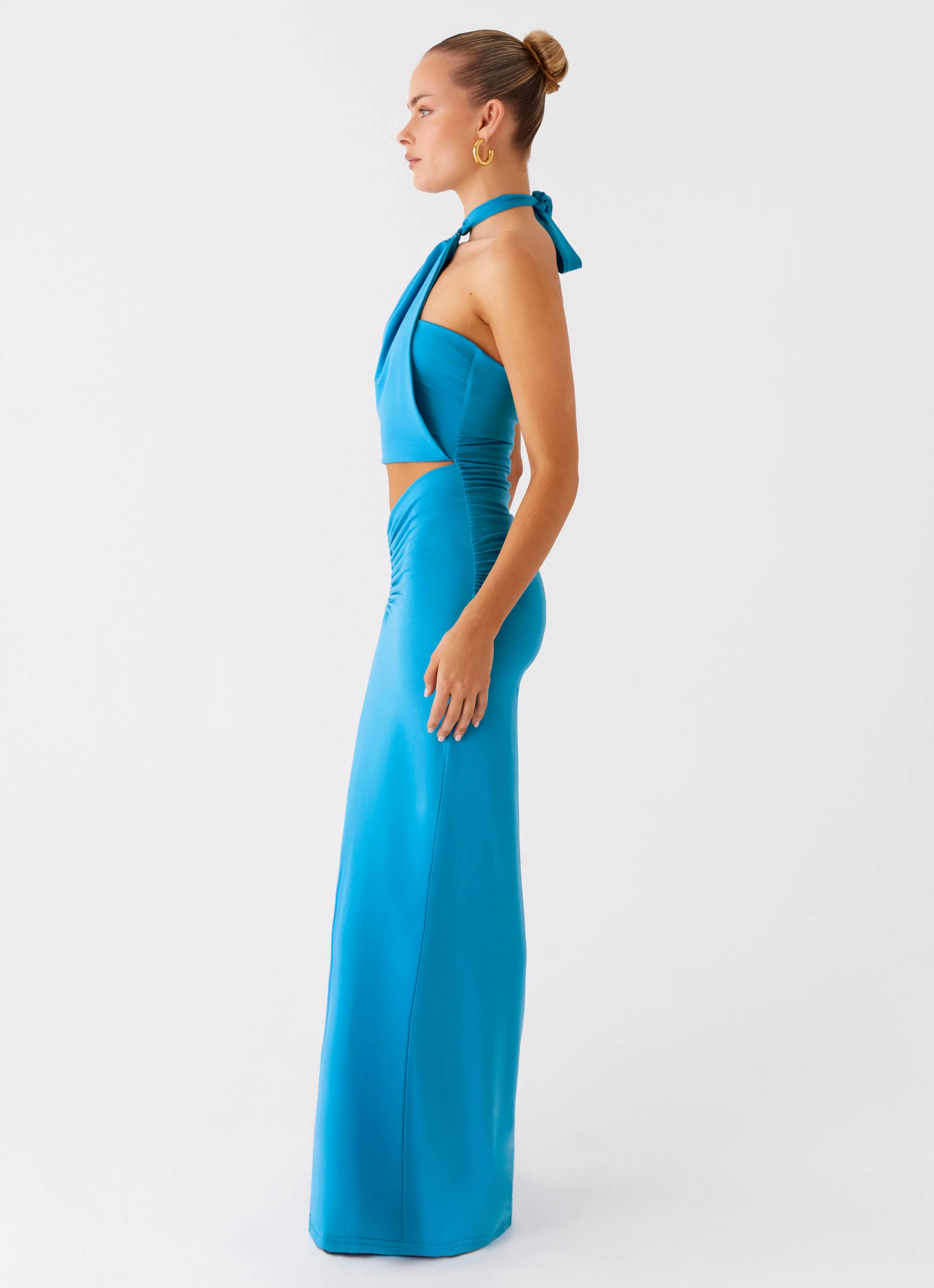 Dress-Up Style Family Joy Chiquita Halter Maxi Dress - Turquoise Blue