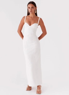Naomi Backless Maxi Dress - Off White Floral Swing Rose Soft