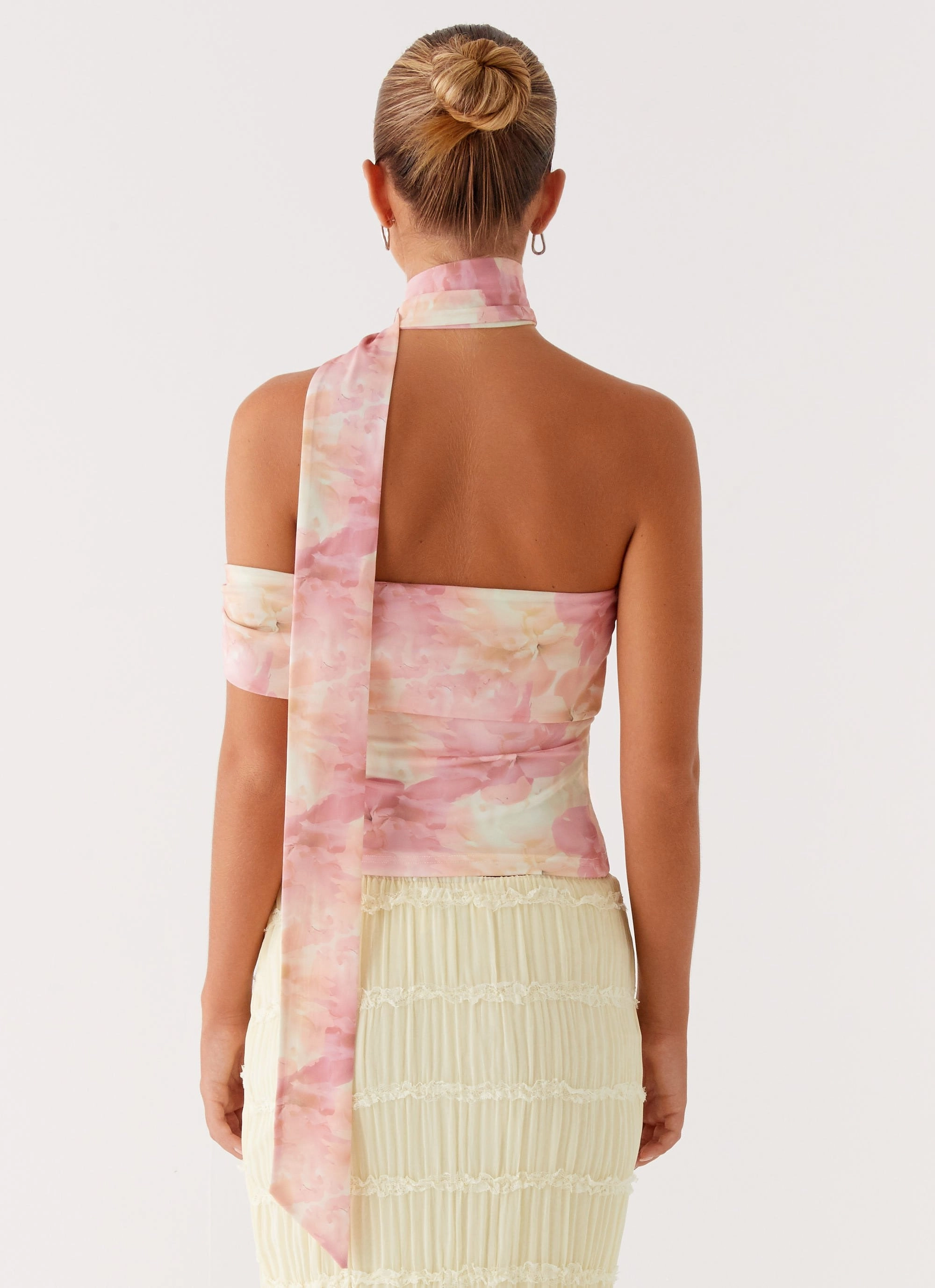 Christal Scarf Top - Floral Print Flatlock Seam Design