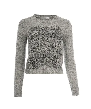 Christian Dior 2023 Grey Cashmere Embroidered Crewneck Knit Sweater ALC1845