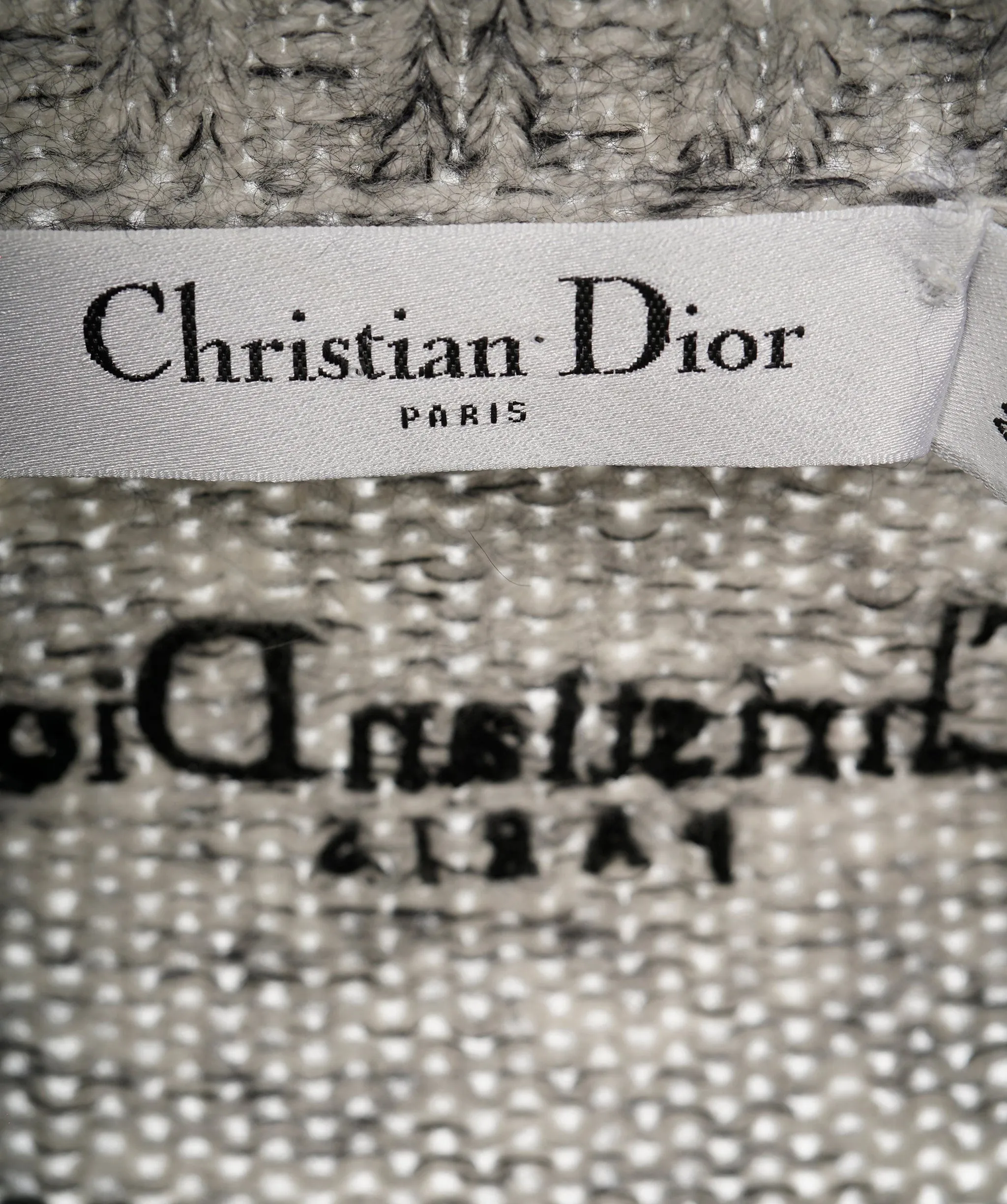 Christian Dior 2023 Grey Cashmere Embroidered Crewneck Knit Sweater ALC1845