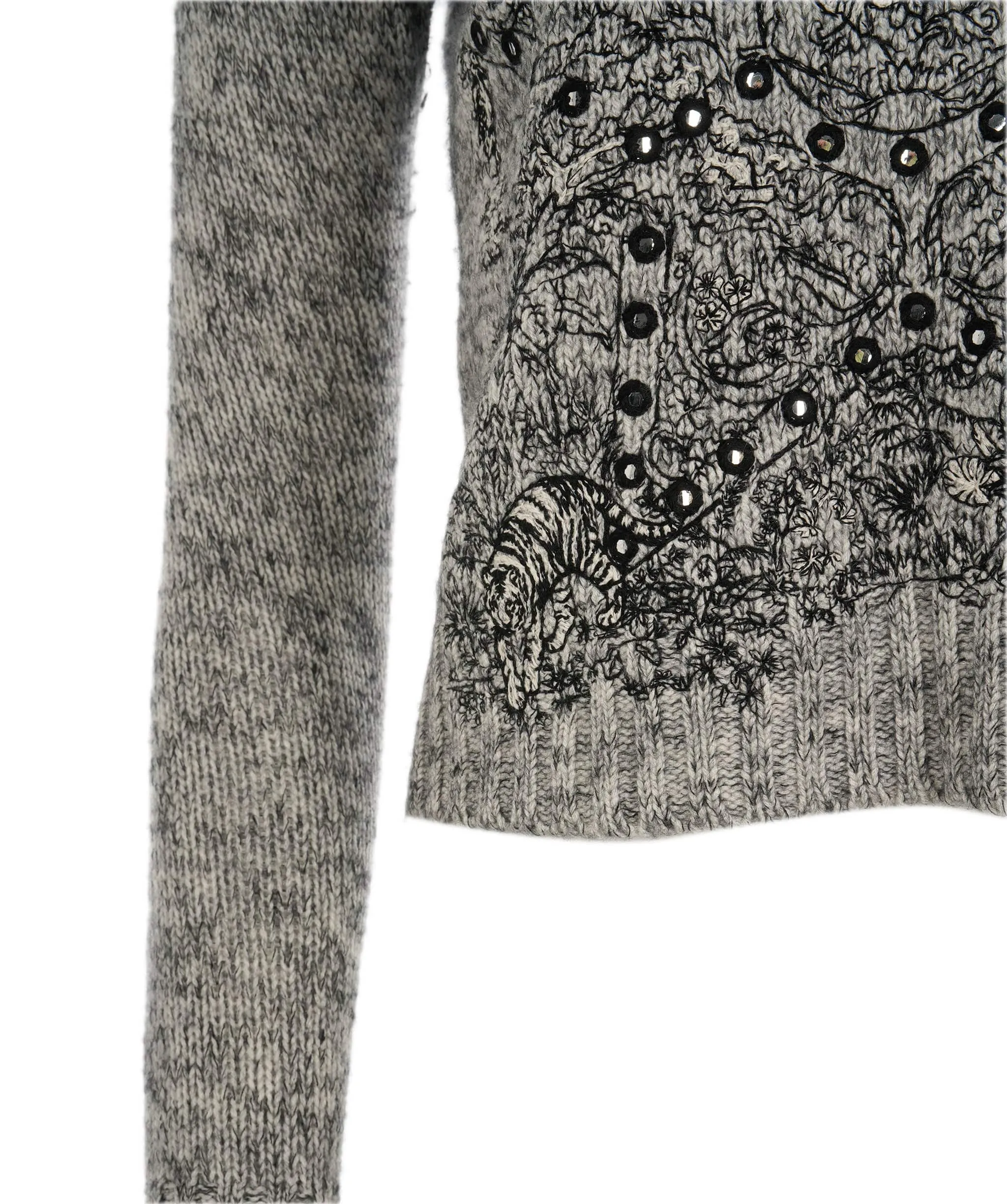 Christian Dior 2023 Grey Cashmere Embroidered Crewneck Knit Sweater ALC1845