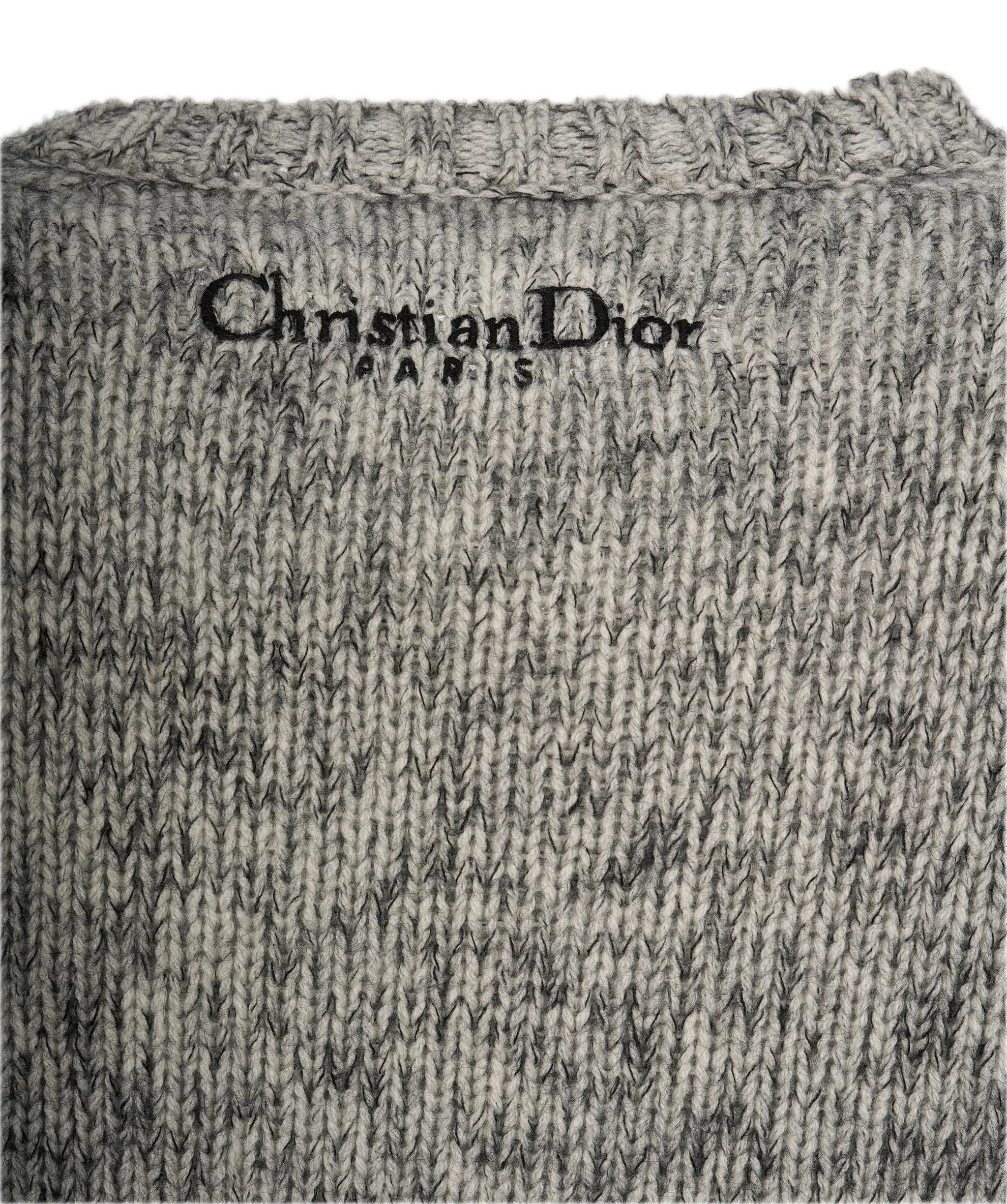 Christian Dior 2023 Grey Cashmere Embroidered Crewneck Knit Sweater ALC1845