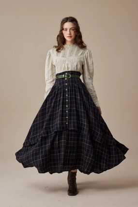 Christina 19 |Retro Layered Wool Skirt EcoFriendly Manufacturing Flowy Tunic