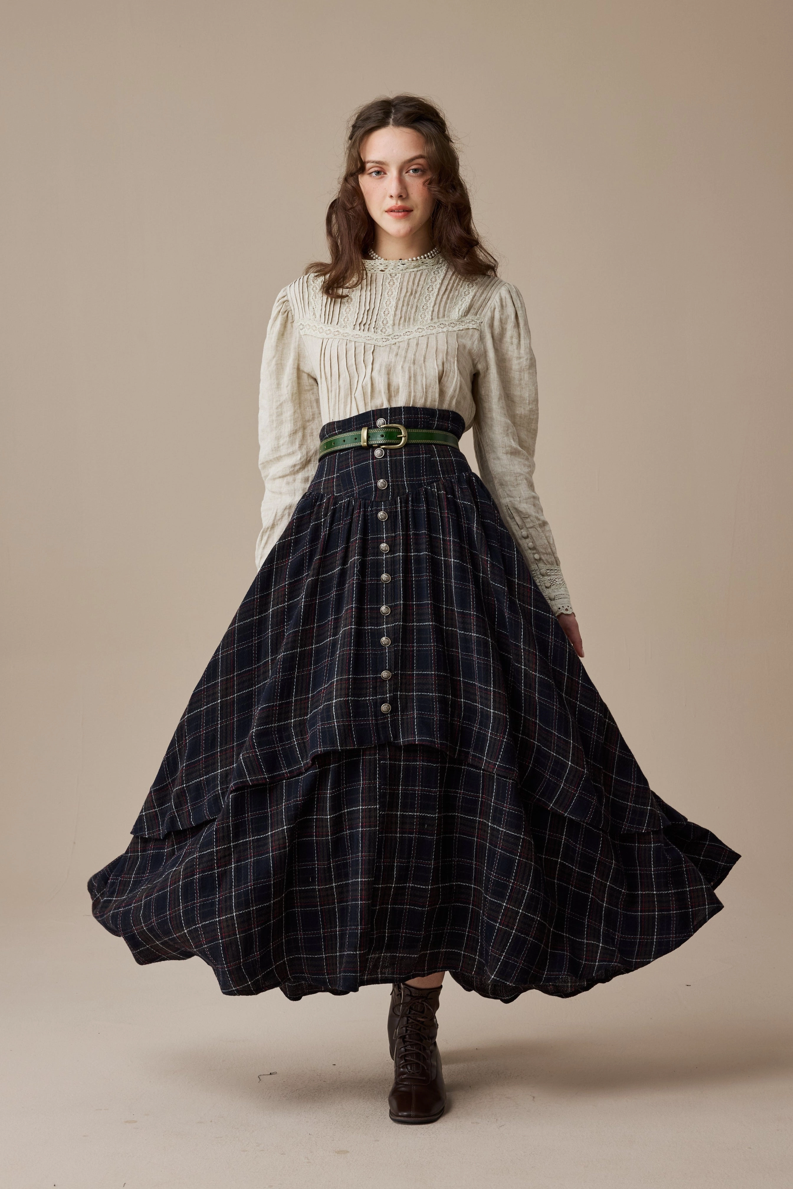 Recycled Fiber Blend Christina 19 |Retro Layered Wool Skirt