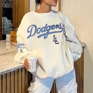 christmas outfit Sonicelife Letter Print Pullover Oversized Sweatshirt