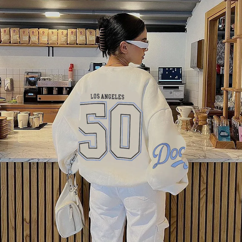 christmas outfit Sonicelife Letter Print Pullover Oversized Sweatshirt