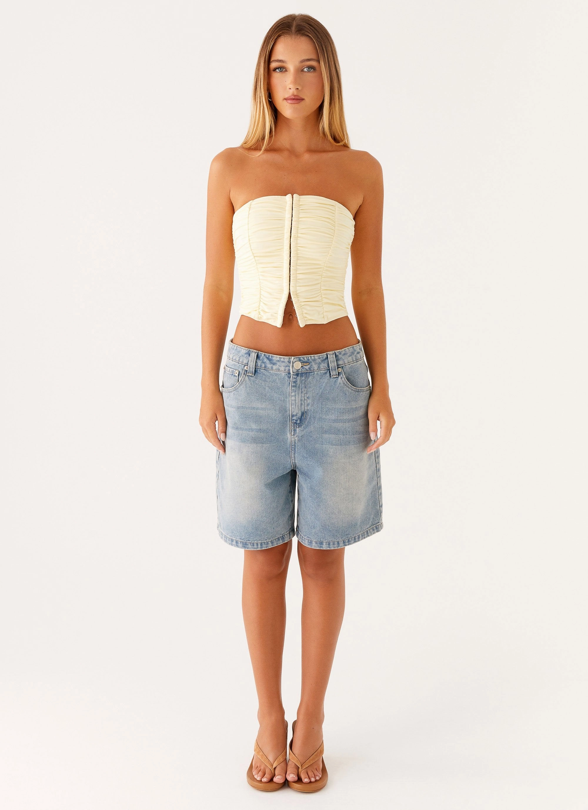 Christy Tube Top - Ivory Breathable Hoodie Bonded Seam Technology