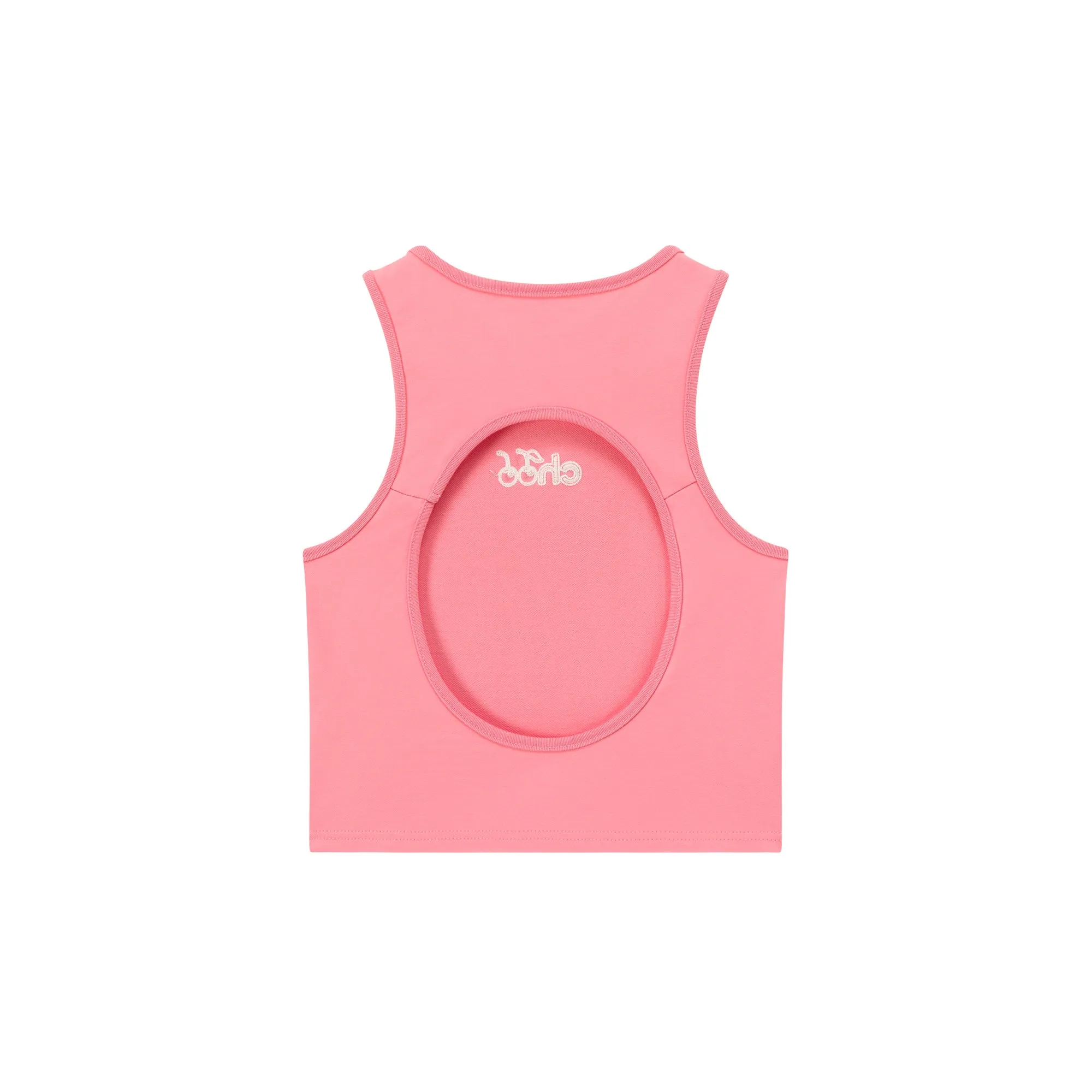 Chuu Cherry Back-Open Sleeveless Crop T-Shirt