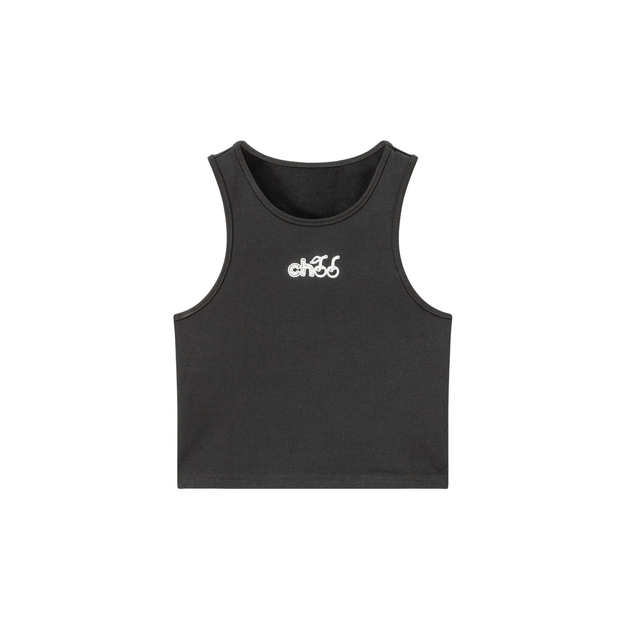Chuu Cherry Back-Open Sleeveless Crop T-Shirt