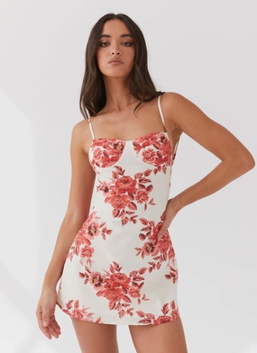 Easy Pretty Cindi Linen Mini Dress - Rosa Floria