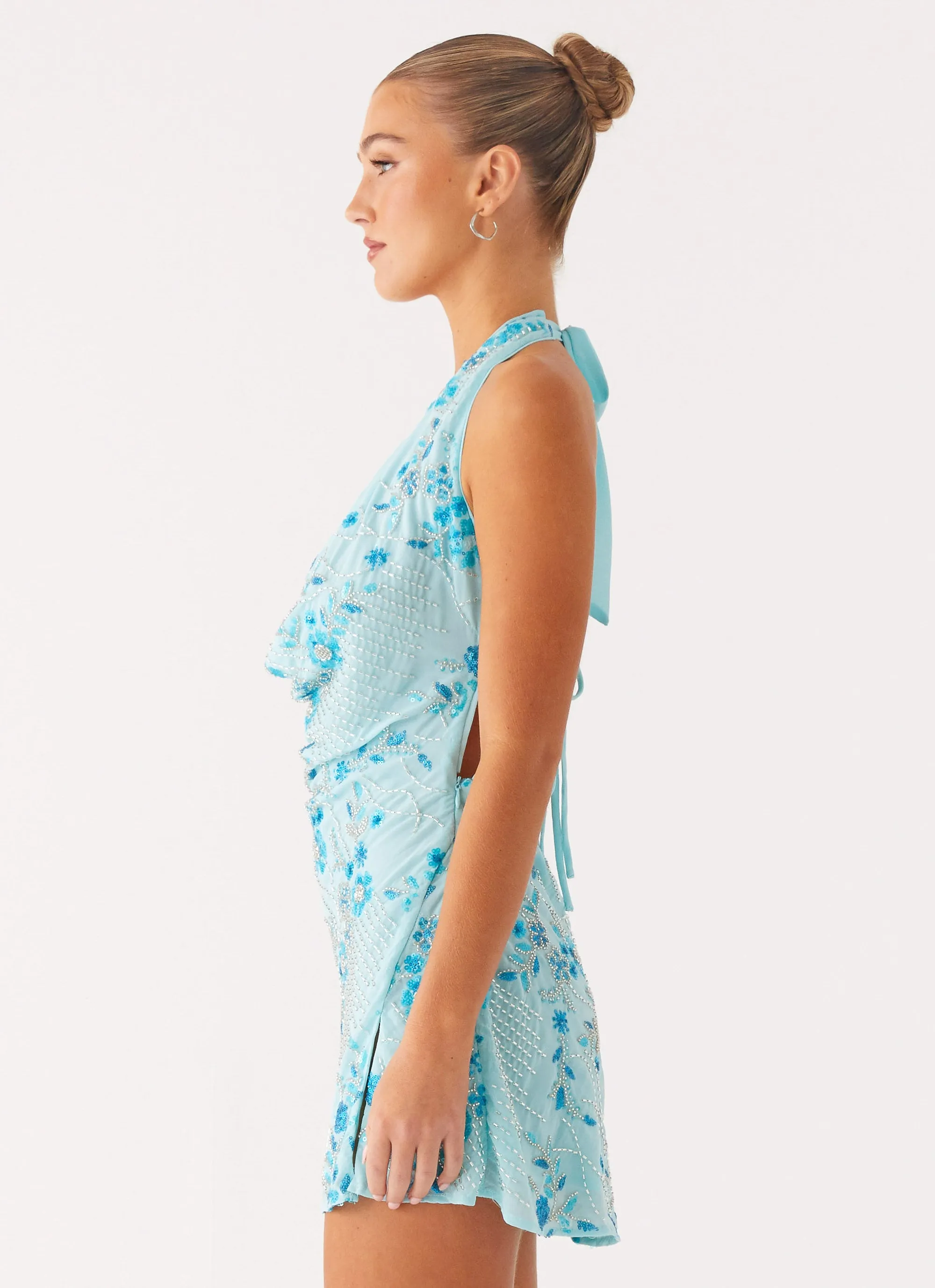 Cinzia Beaded Mini Dress - Blue Timeless Appeal