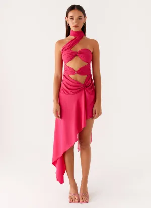 Circa Scarf Midi Dress - Hot Pink Comfortable office piece Light Finish
