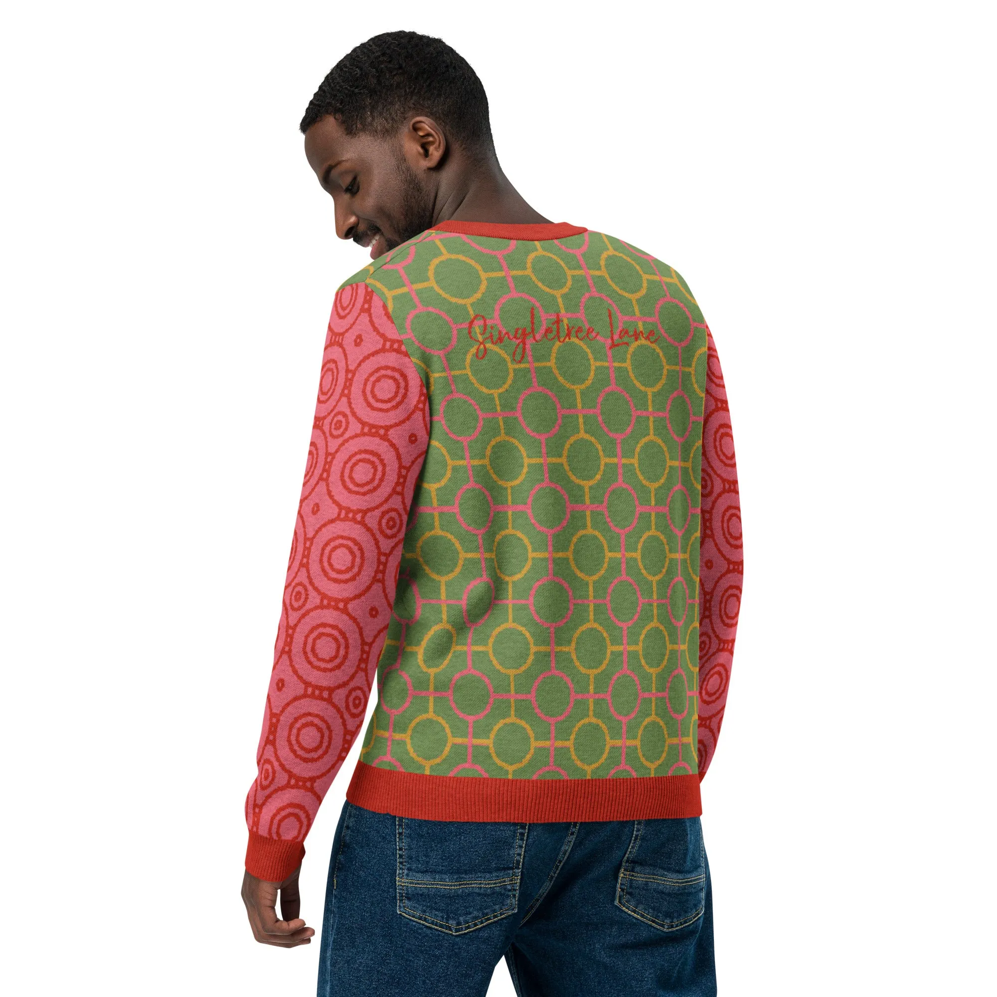 Circle Mind Jerk in Green Knitted Crewneck Sweater