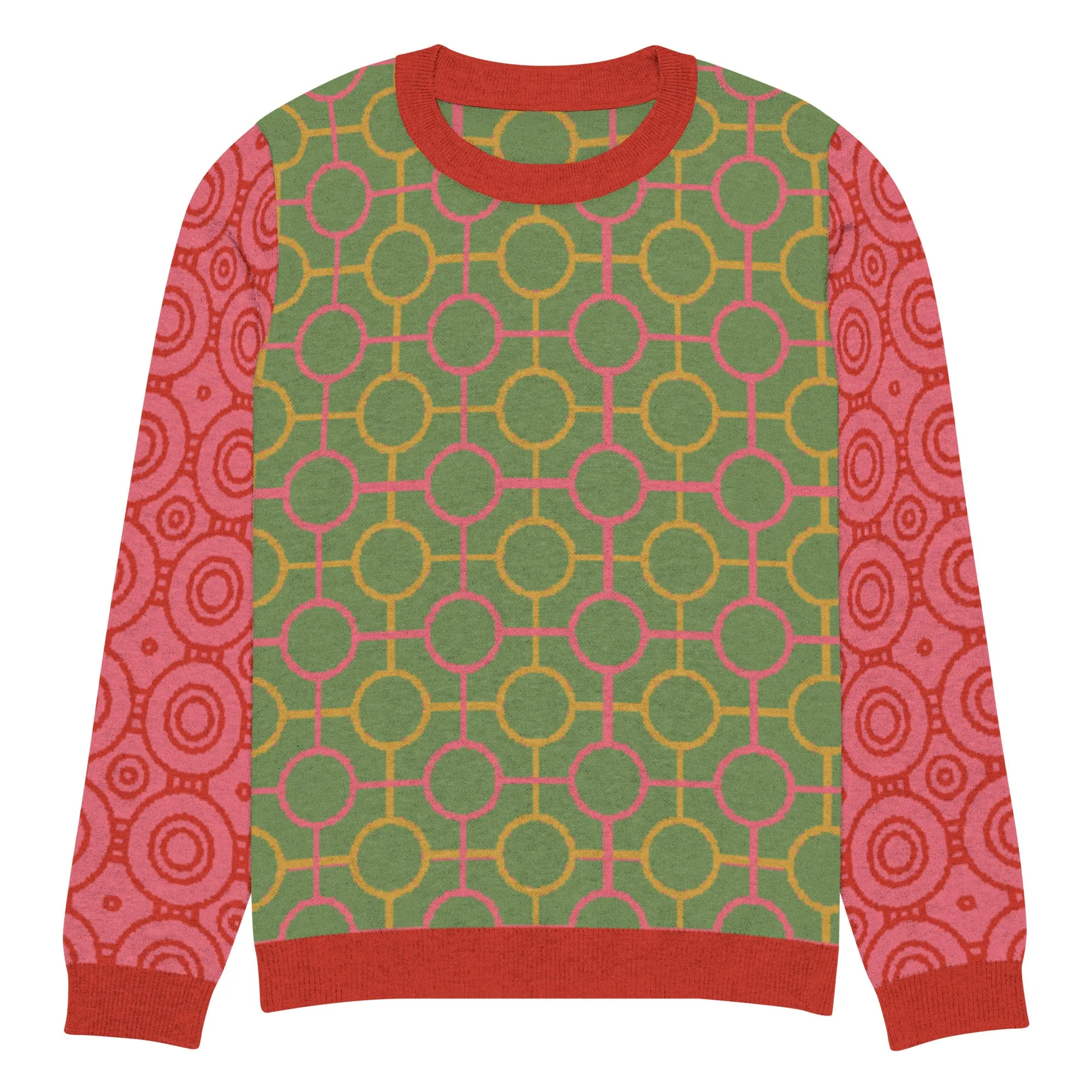 Circle Mind Jerk in Green Knitted Crewneck Sweater