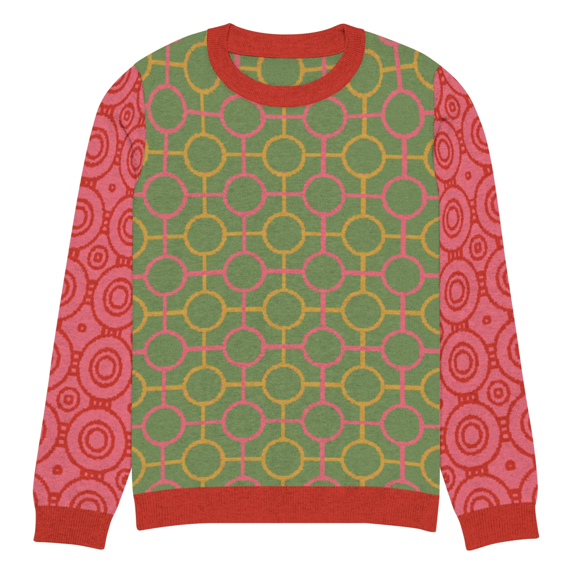 Circle Mind Jerk in Green Knitted Crewneck Sweater