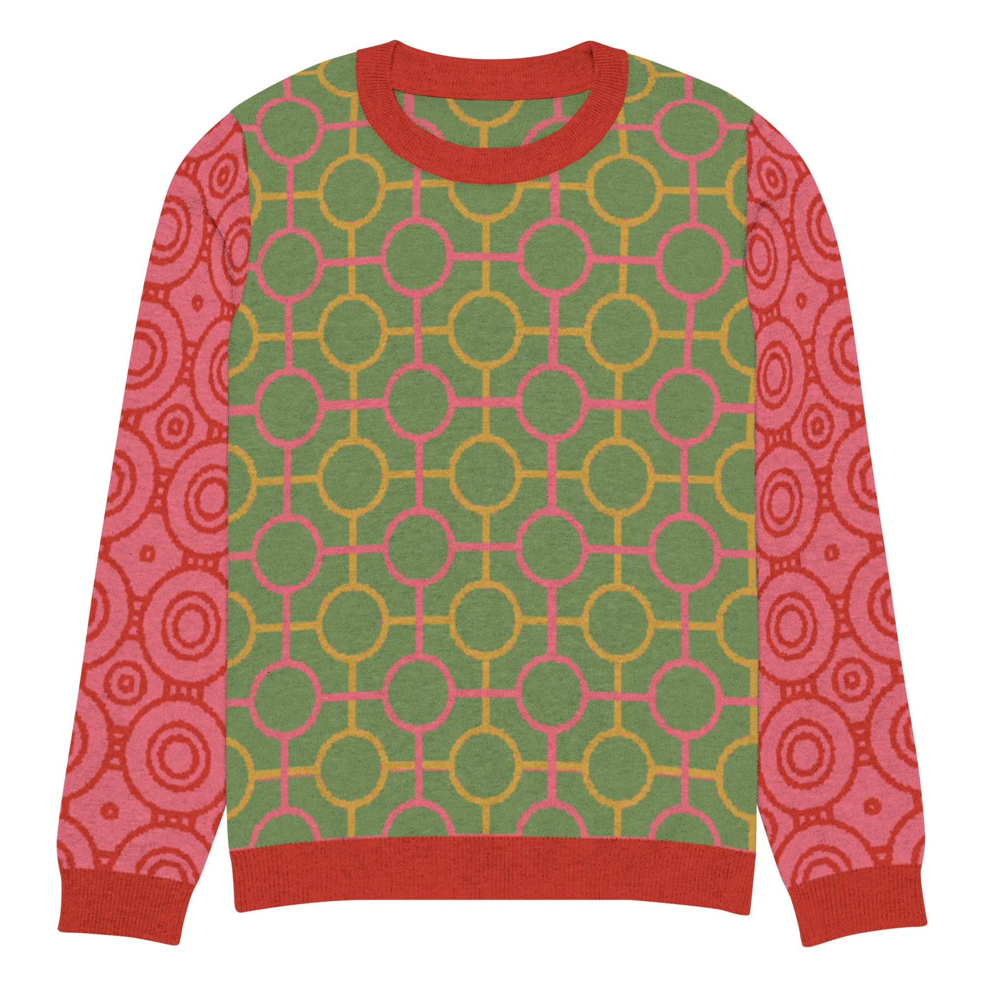 Circle Mind Jerk in Green Knitted Crewneck Sweater