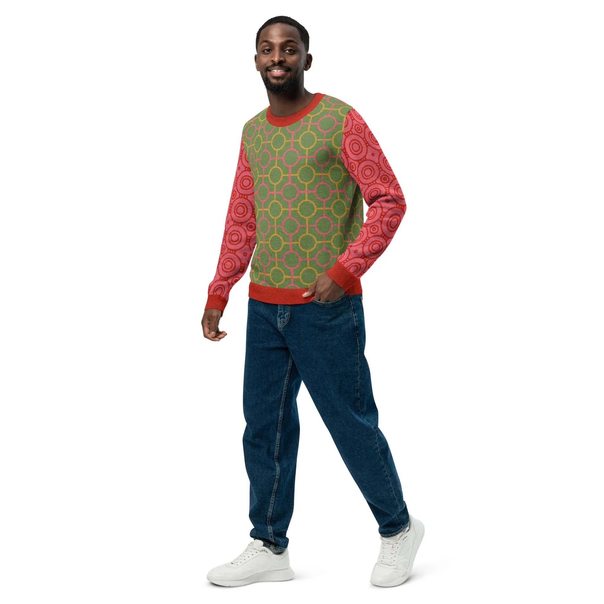 Circle Mind Jerk in Green Knitted Crewneck Sweater
