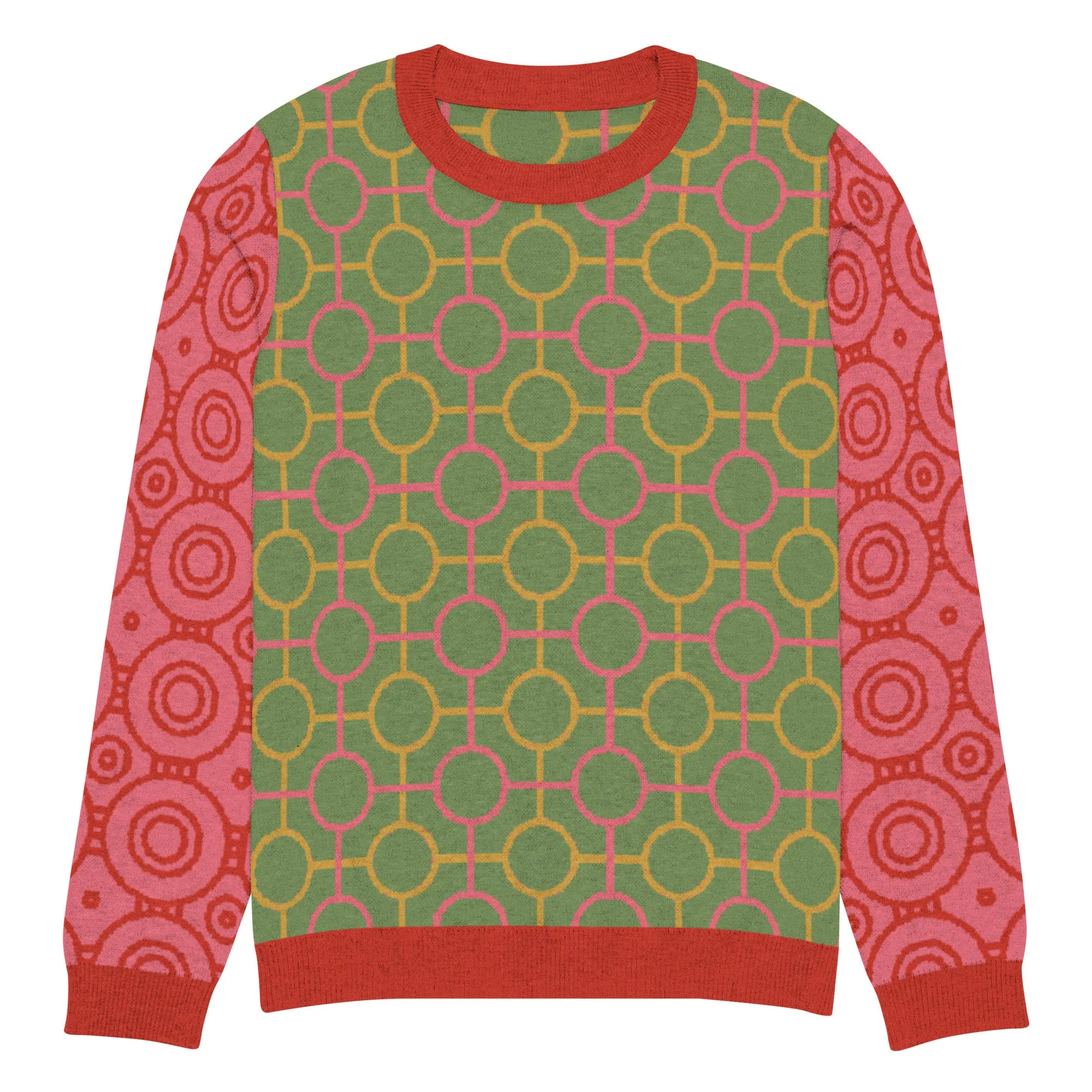 Circle Mind Jerk in Green Knitted Crewneck Sweater