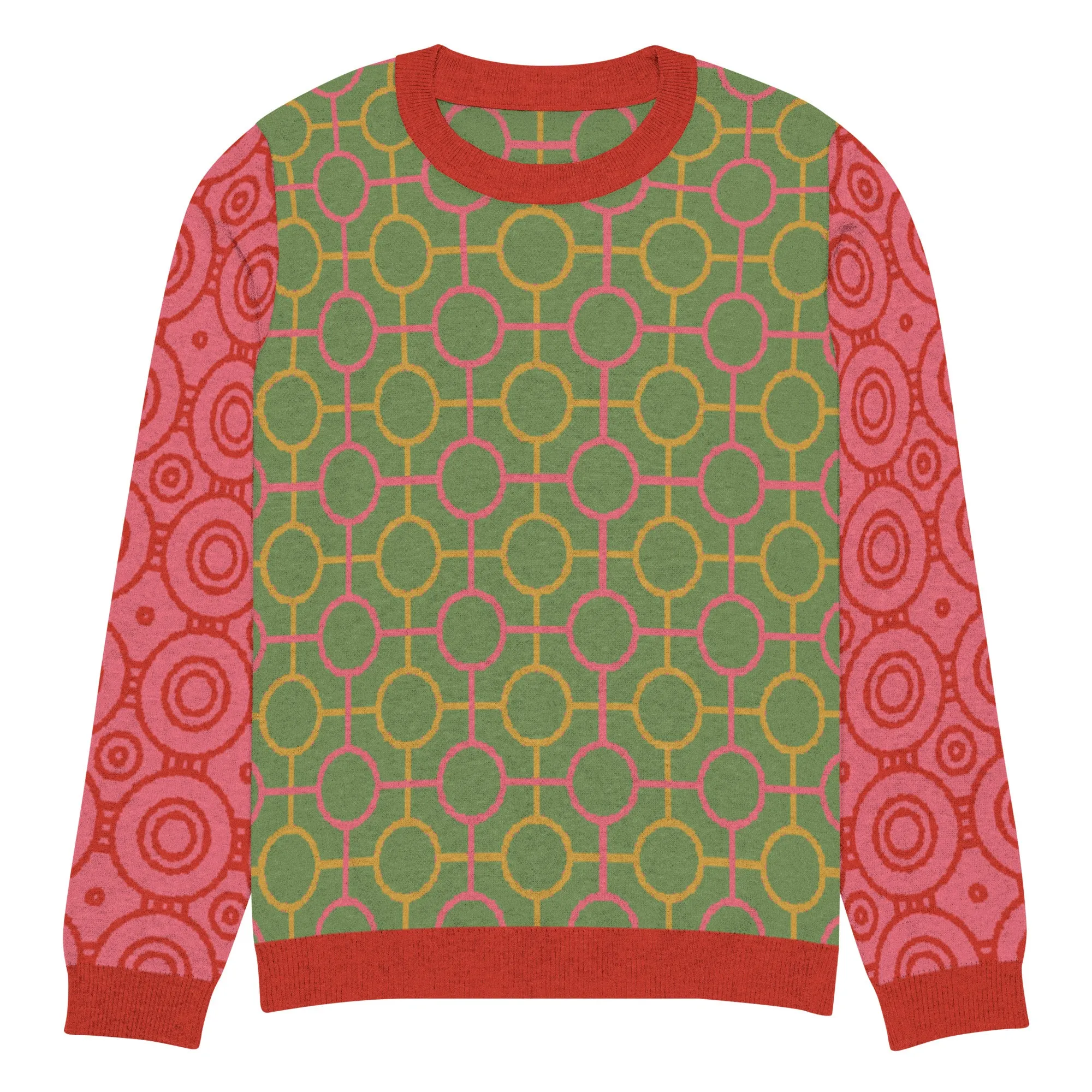 Circle Mind Jerk in Green Knitted Crewneck Sweater