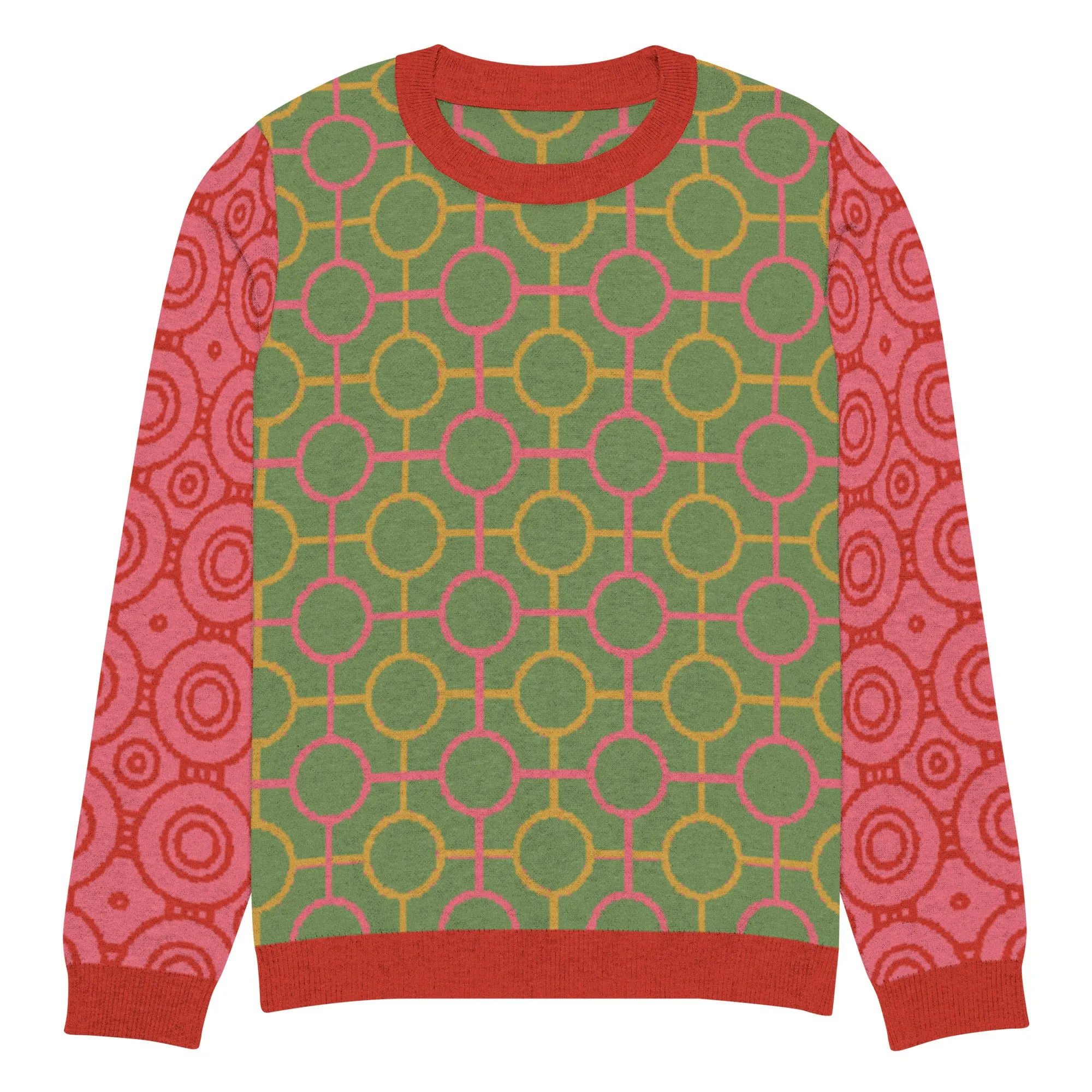 Circle Mind Jerk in Green Knitted Crewneck Sweater