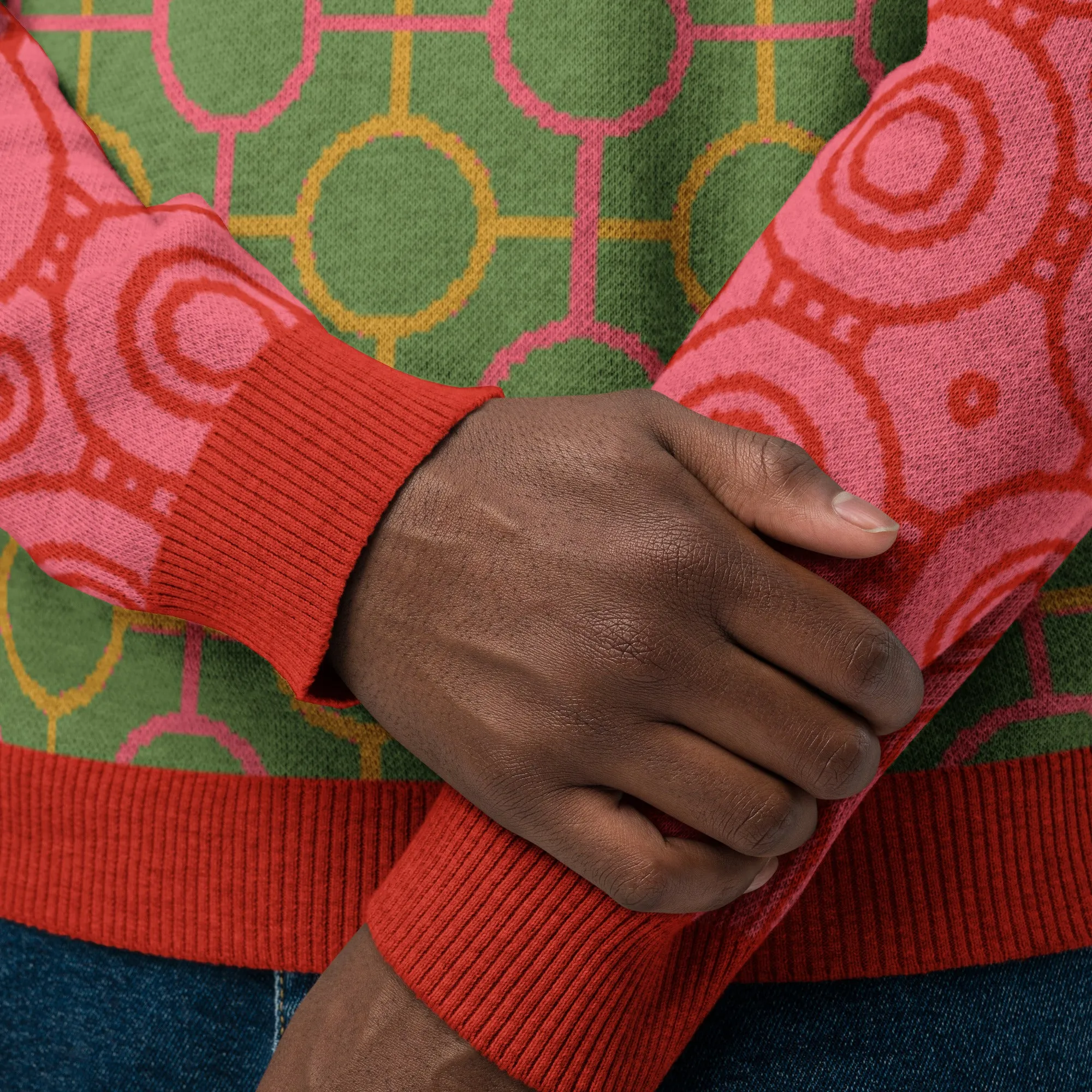 Circle Mind Jerk in Green Knitted Crewneck Sweater