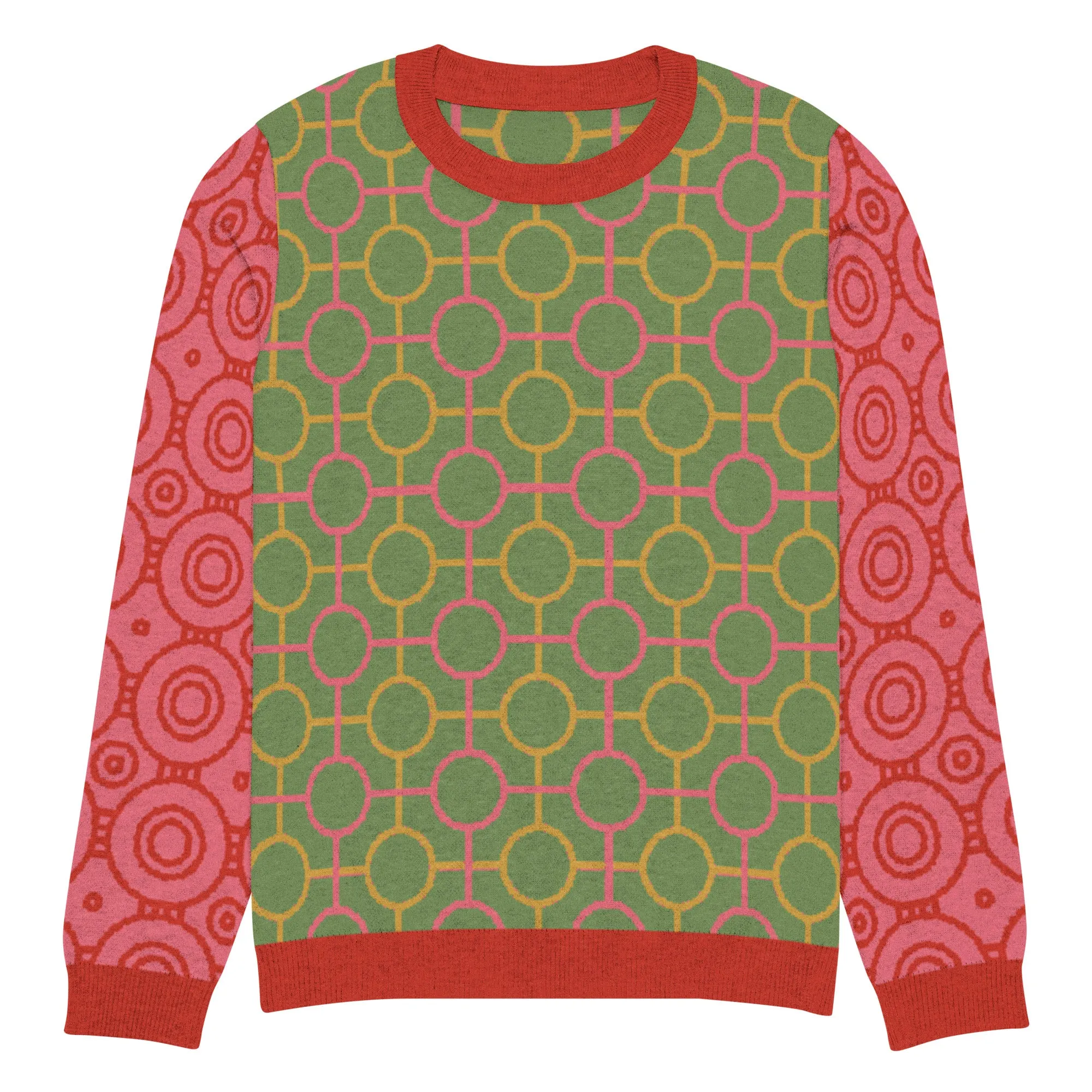 Circle Mind Jerk in Green Knitted Crewneck Sweater