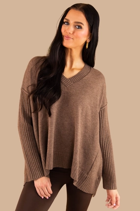 BondedSeams Simple Pullover Be There For You Sweater-Mocha