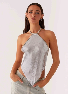 All-Purpose Wear Celebrate Halterneck Chainmail Top - Silver