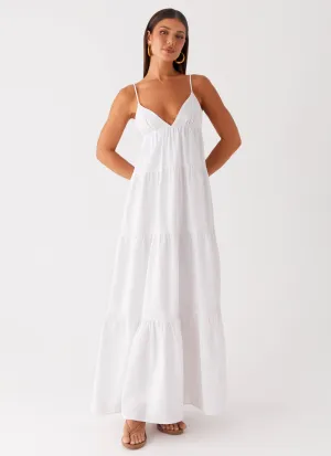 Lotty Linen Maxi Dress - White Smooth Line