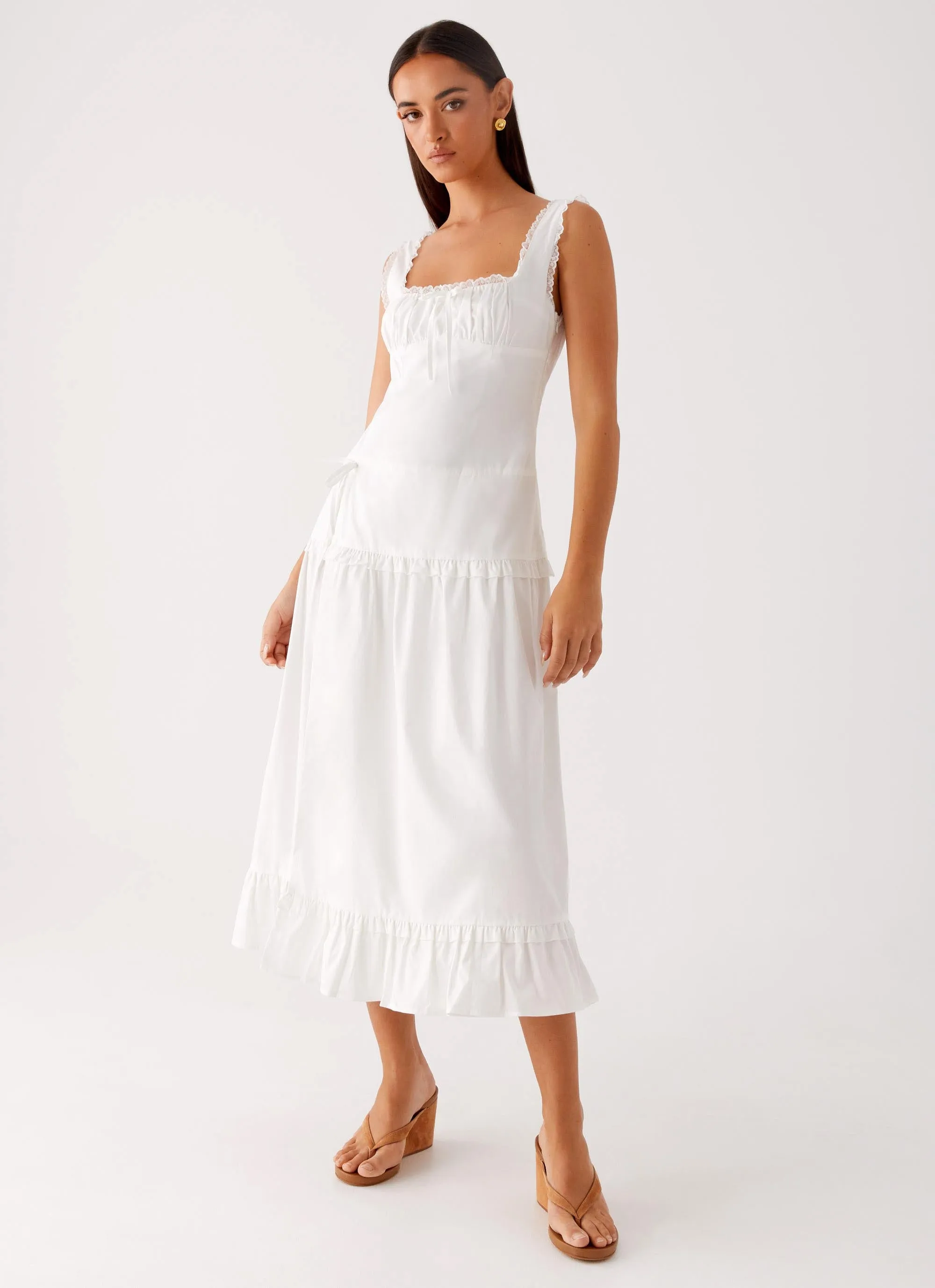 Boxy-Style Quinn Midi Dress - White