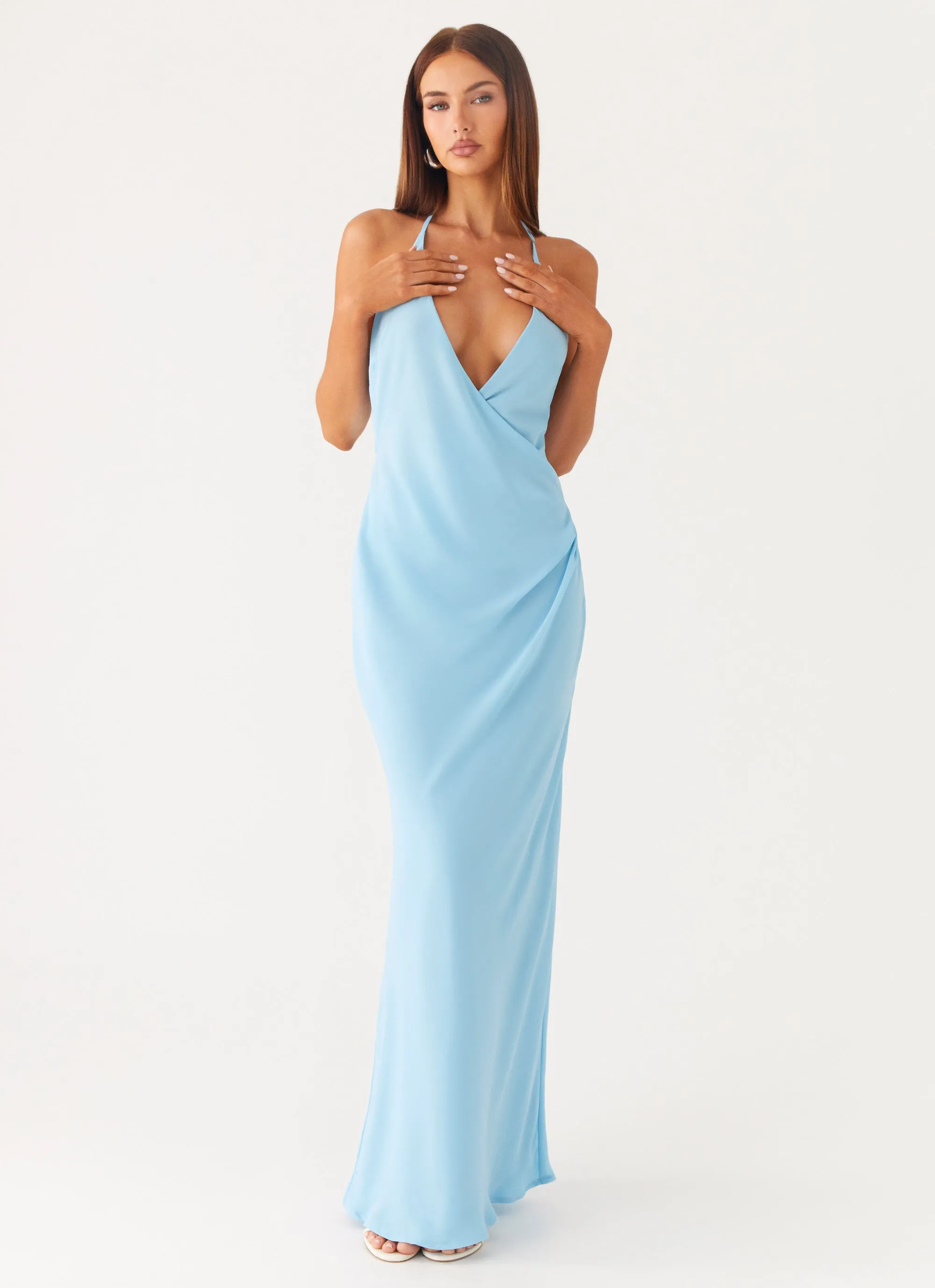 Just A Kiss Cowl Maxi Dress - Turquoise Statement Mood Cozy Flex