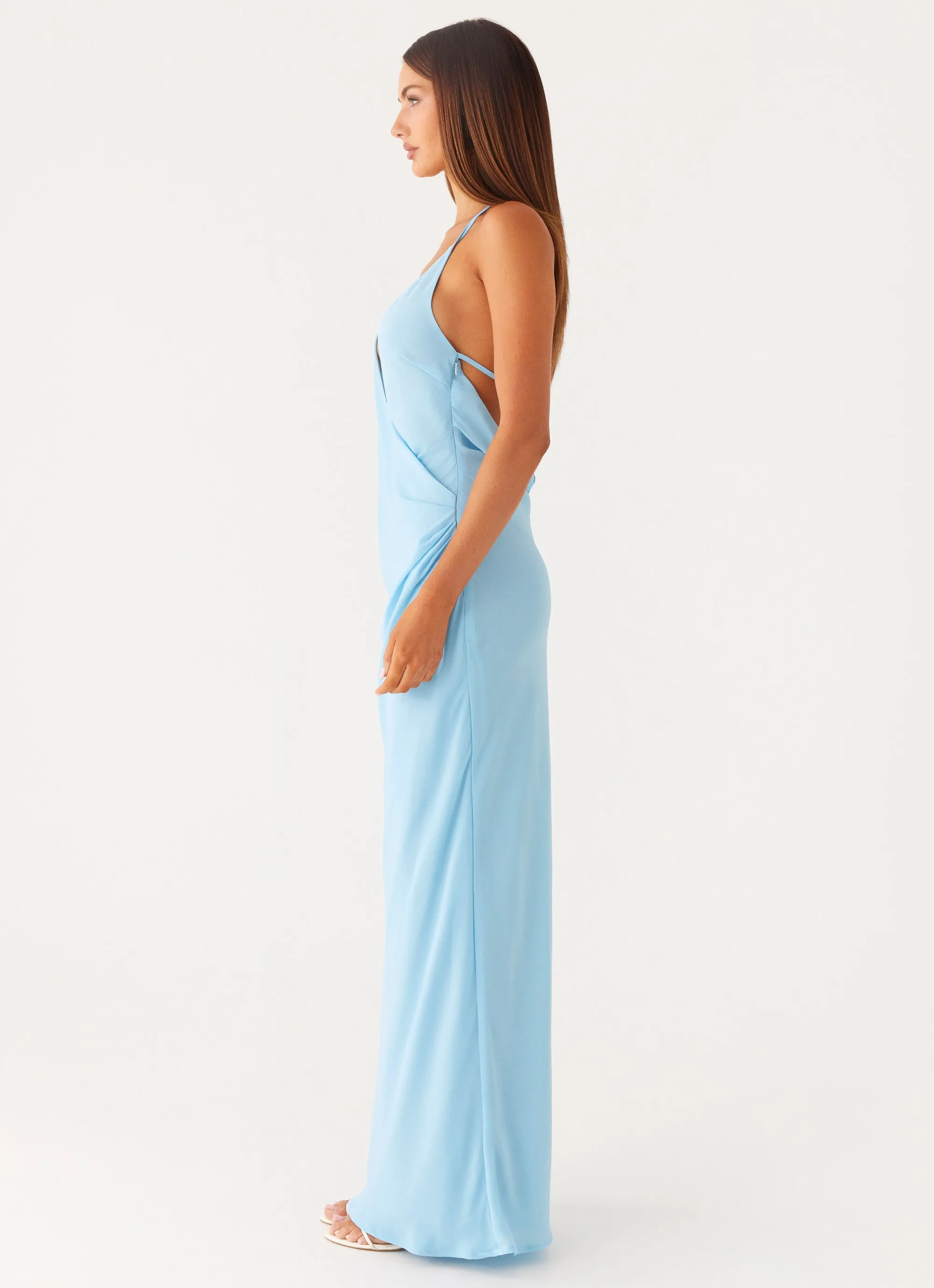 Everyday Layers Soft Shine Just A Kiss Cowl Maxi Dress - Turquoise