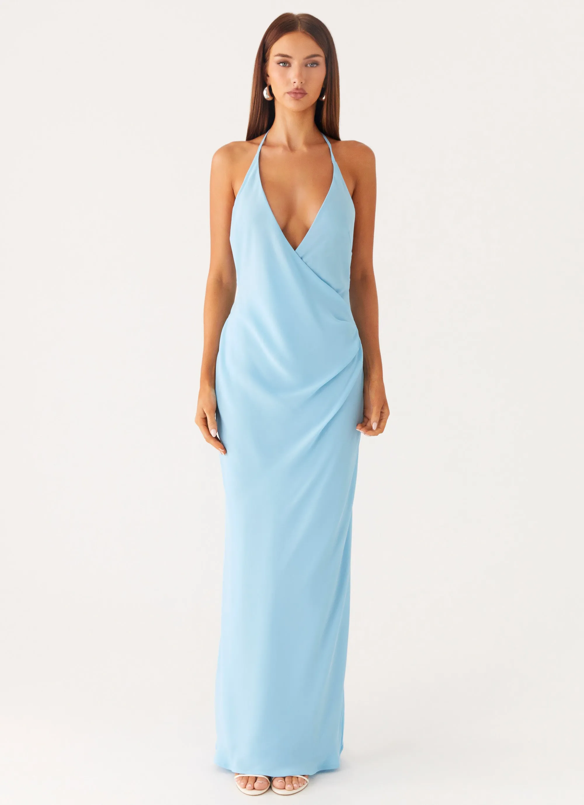Bright Vibe Just A Kiss Cowl Maxi Dress - Turquoise